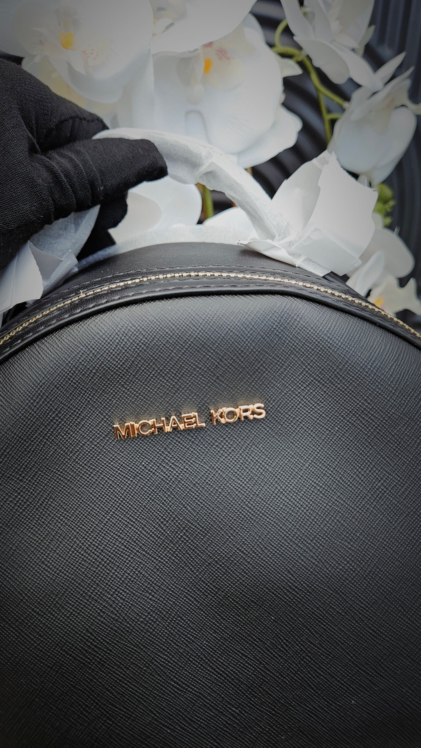 MK Black Logo Detail Backpack - Authentic Retail Product