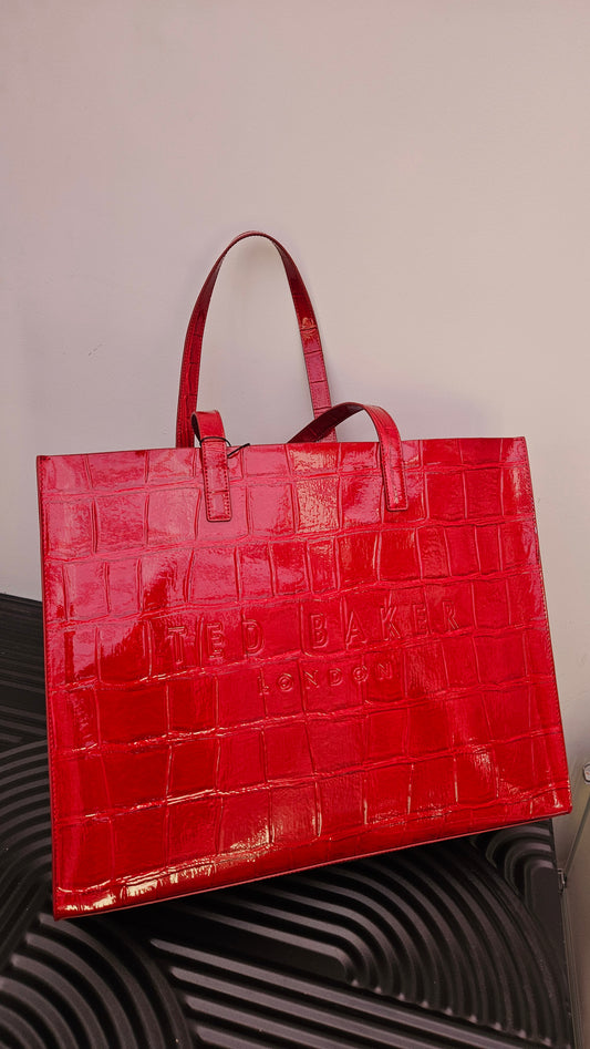 Ted Baker Dark Red Croc Effect XL Icon Bag