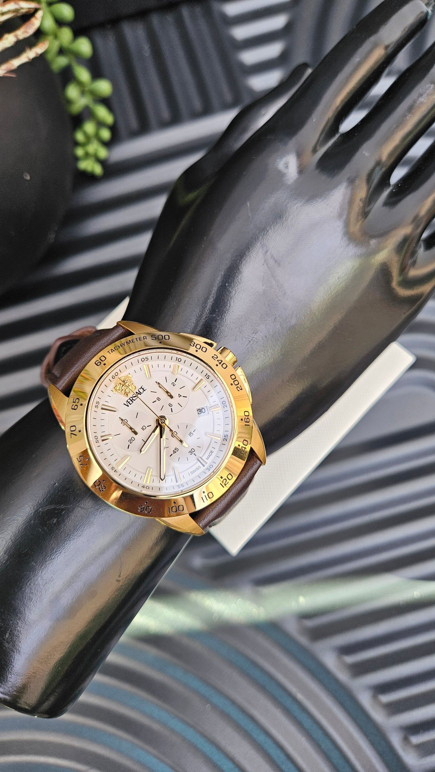 Versace White Dial Chronograph Watch - Authentic Retail Product