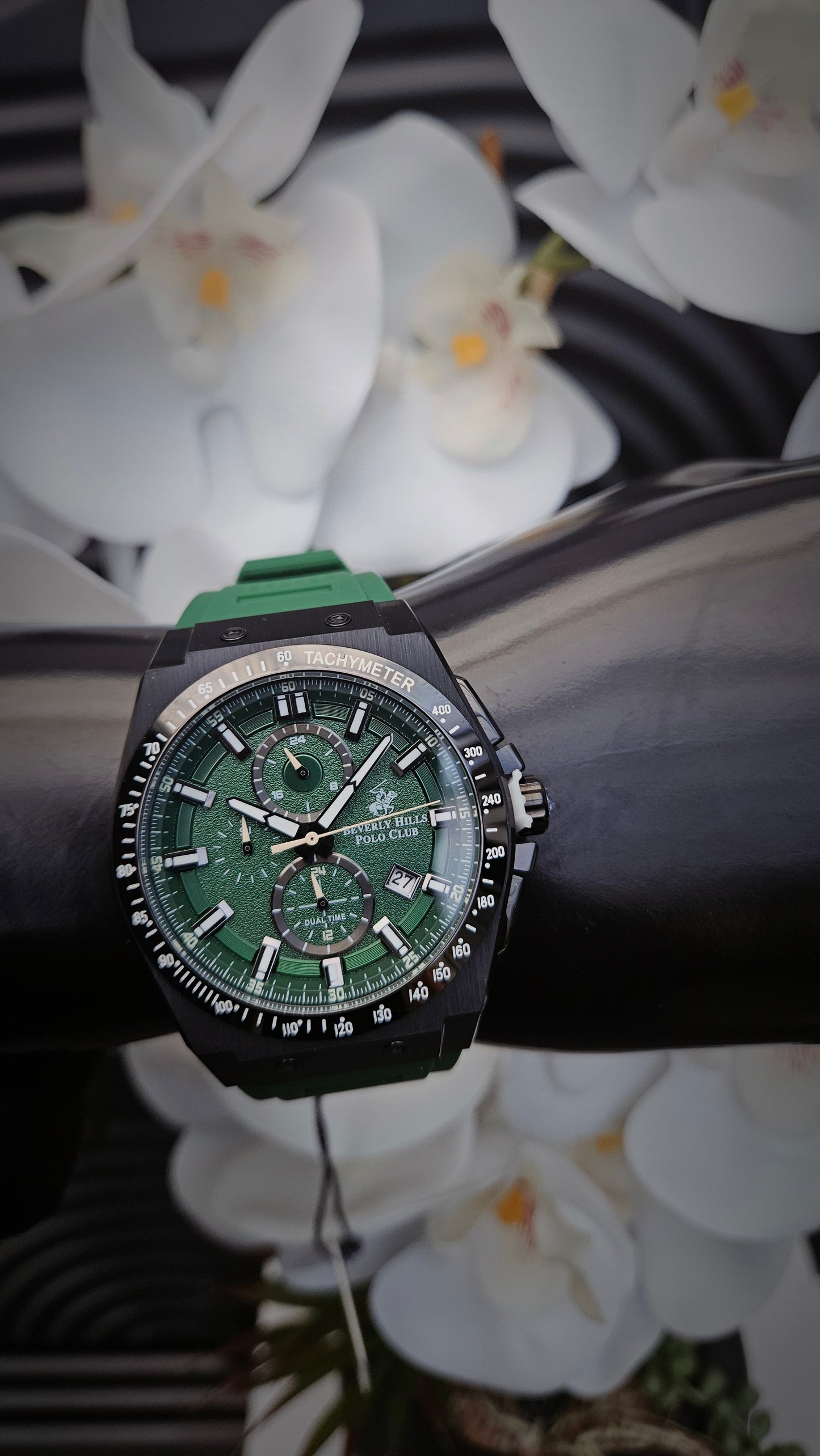 Beverly Hills Polo Club Green Silicon Strap Watch -Authentic Retail Product