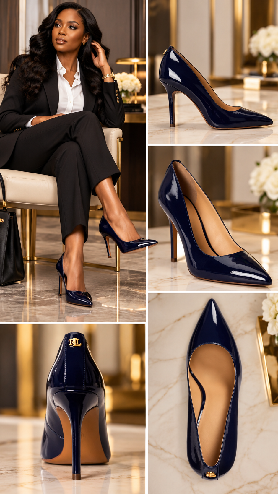 RL Patent Navy Leather Pumps