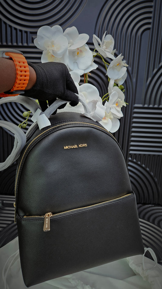MK Black Logo Detail Backpack - Authentic Retail Product