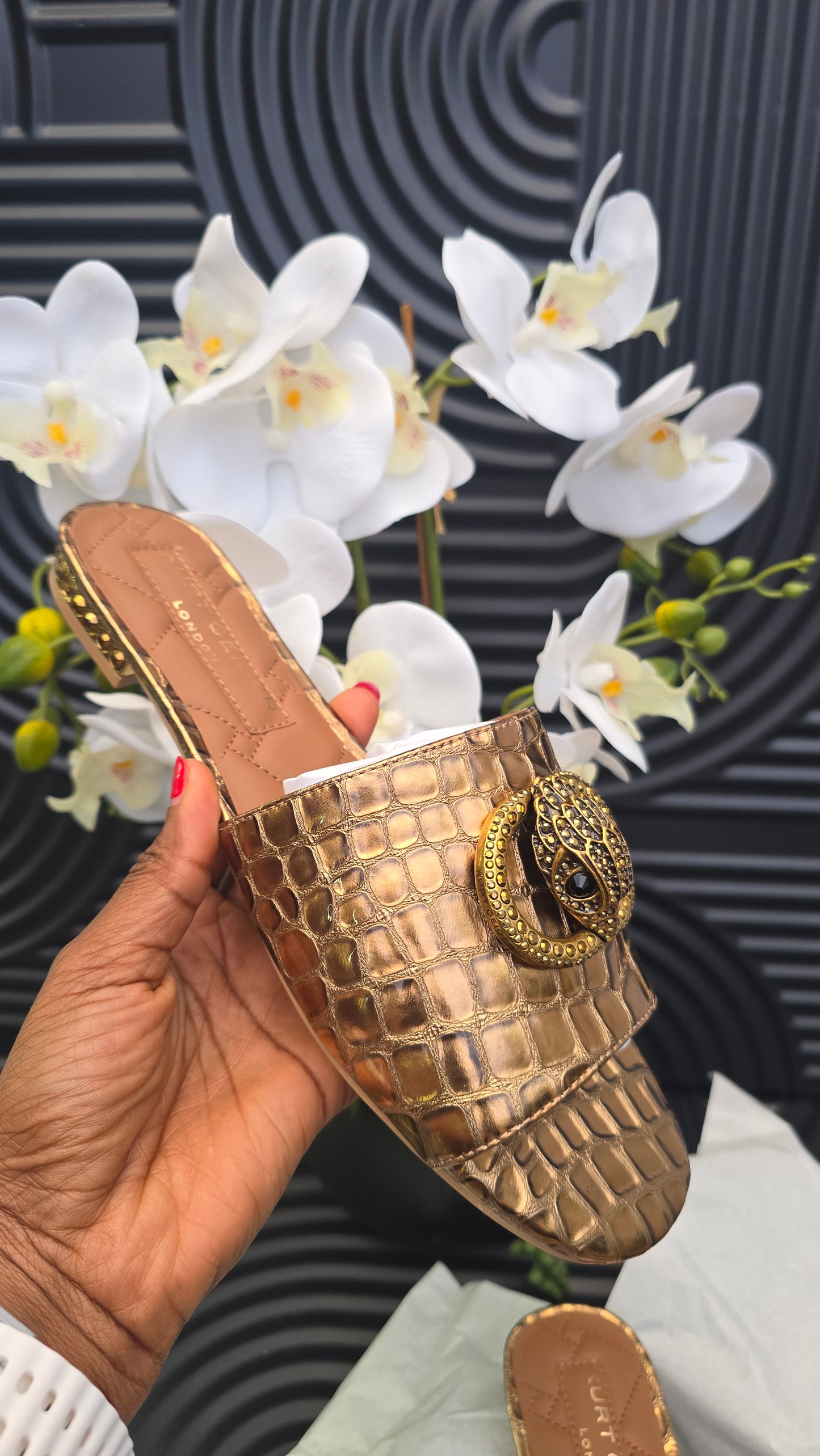Kurt Geiger KG Gold Flat Sandal
