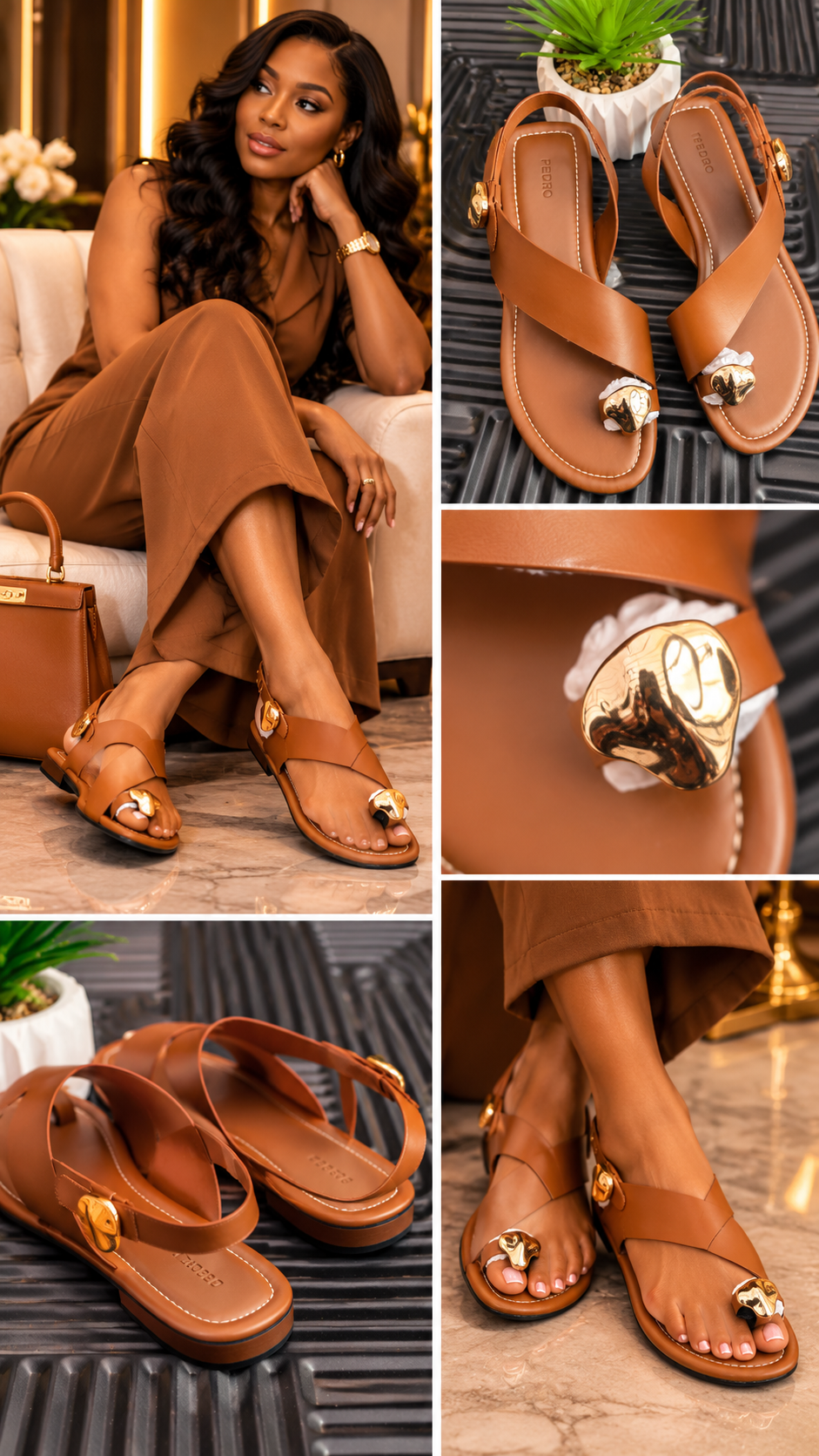 Toe Ring Sandals in Brown