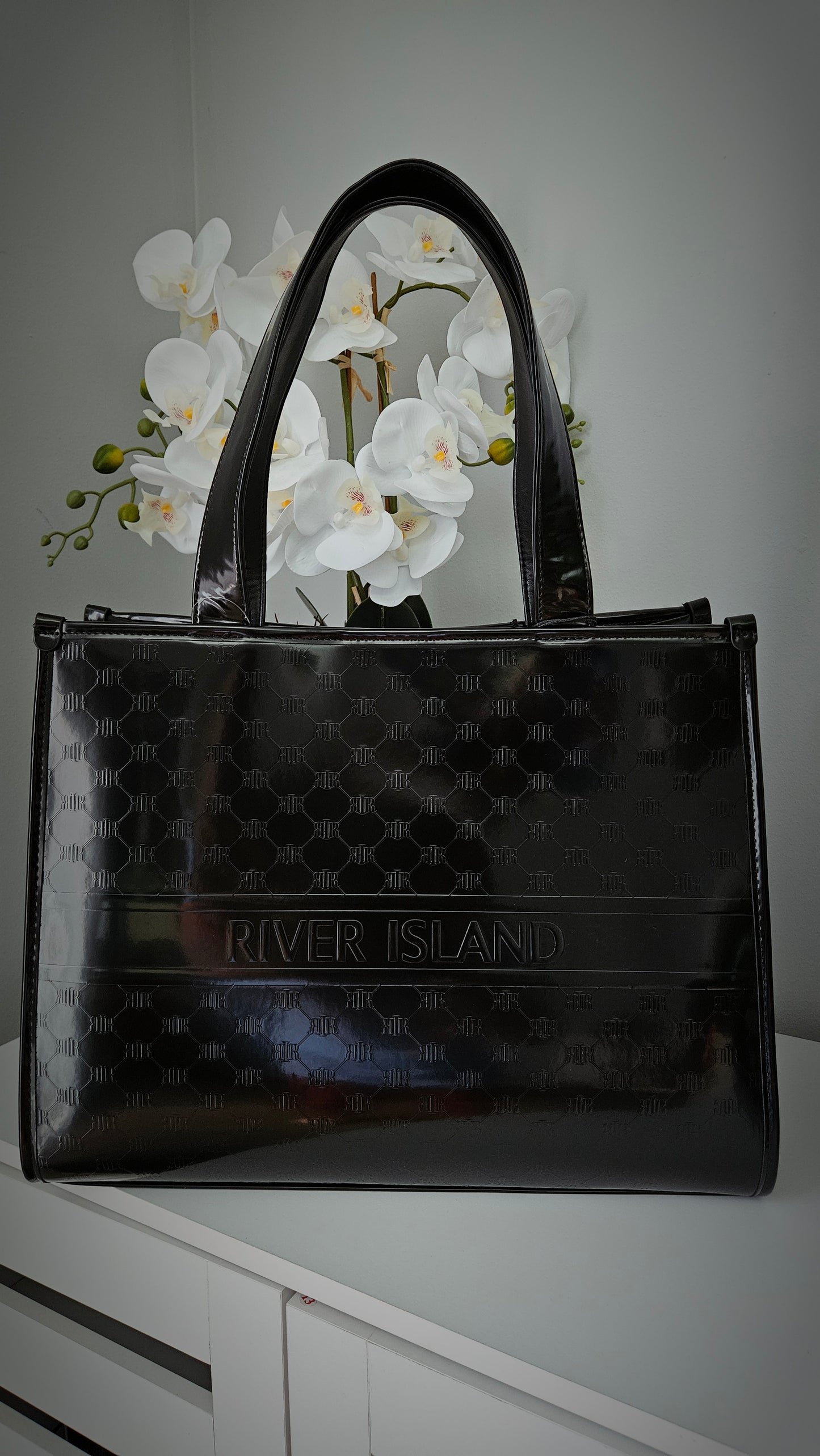 River Island Black Embossed Shopper Bag