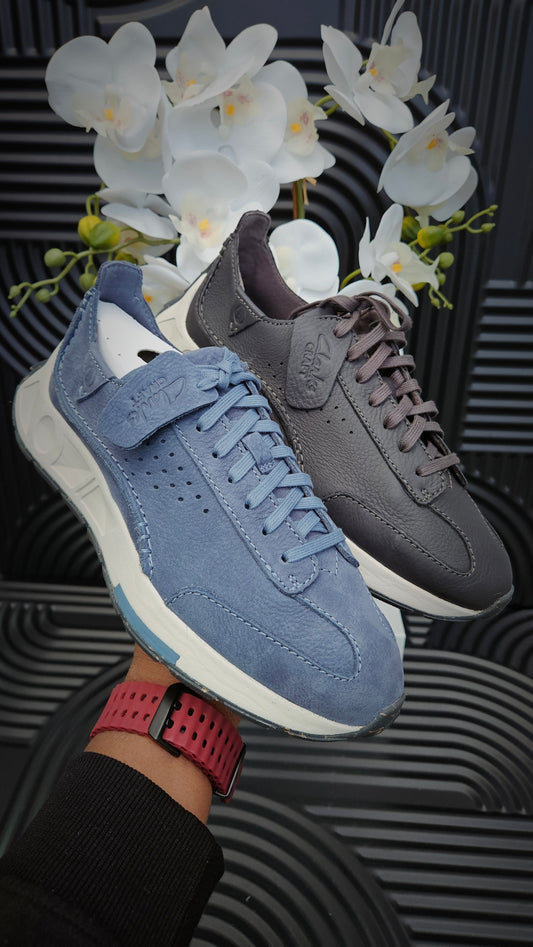 CLARKS Leather Sneakers with Rubber Outsole