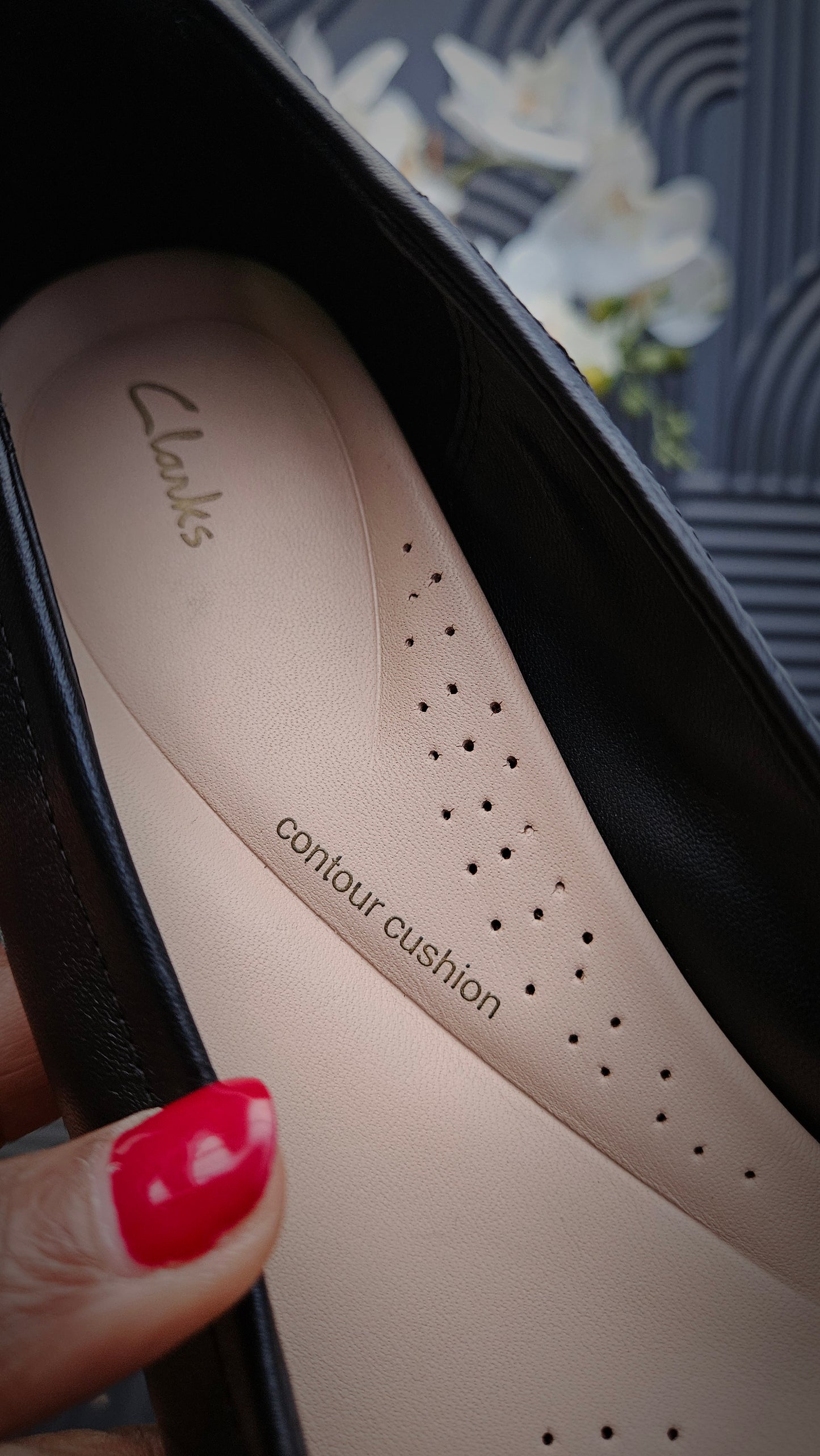 Black Leather Court Shoes