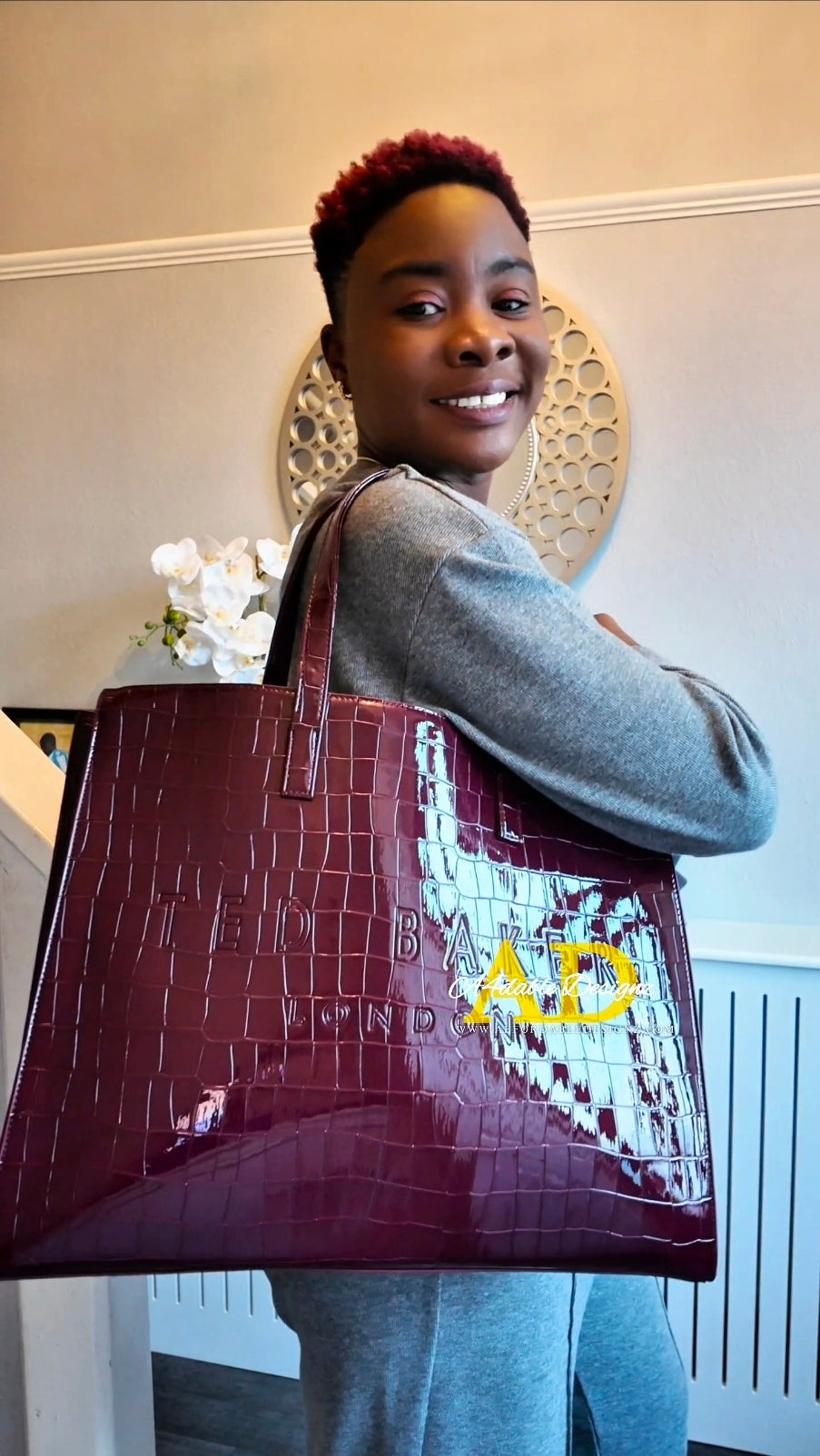 Ted Baker Burgundy Croc Effect XL Icon Bag