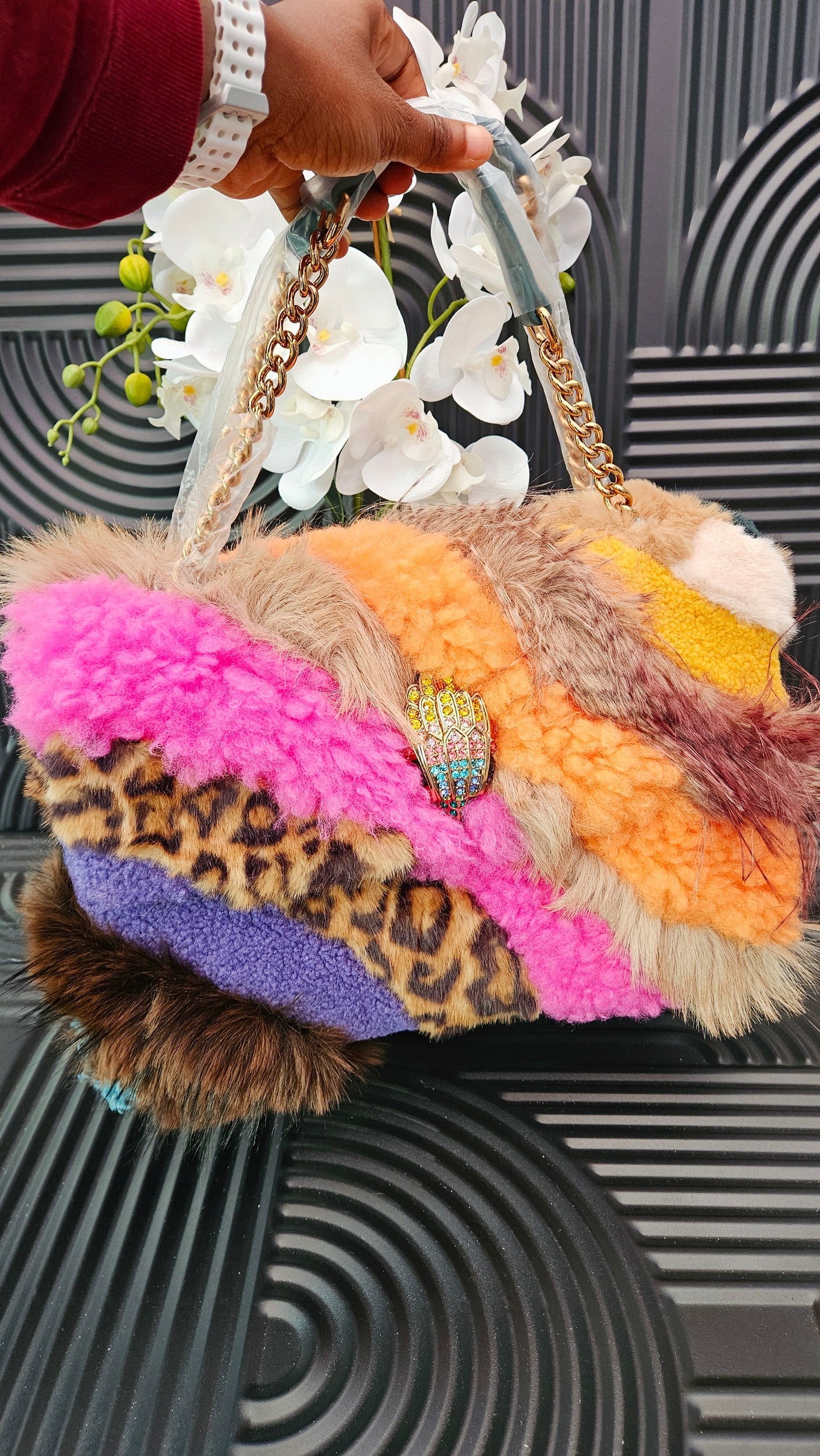 XXL Fur Detail Bag Kurt Geiger KG - Authentic Retail Product