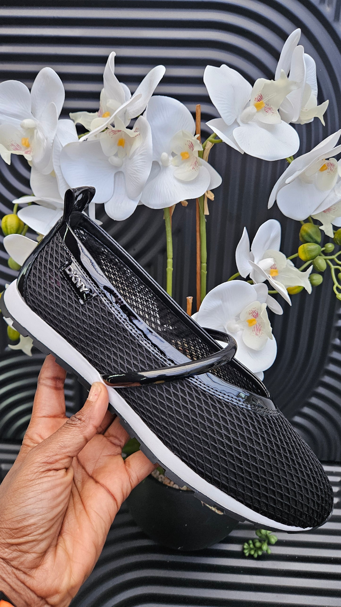 DKNY Black Mesh Slip on Trainers - Authentic Retail Product