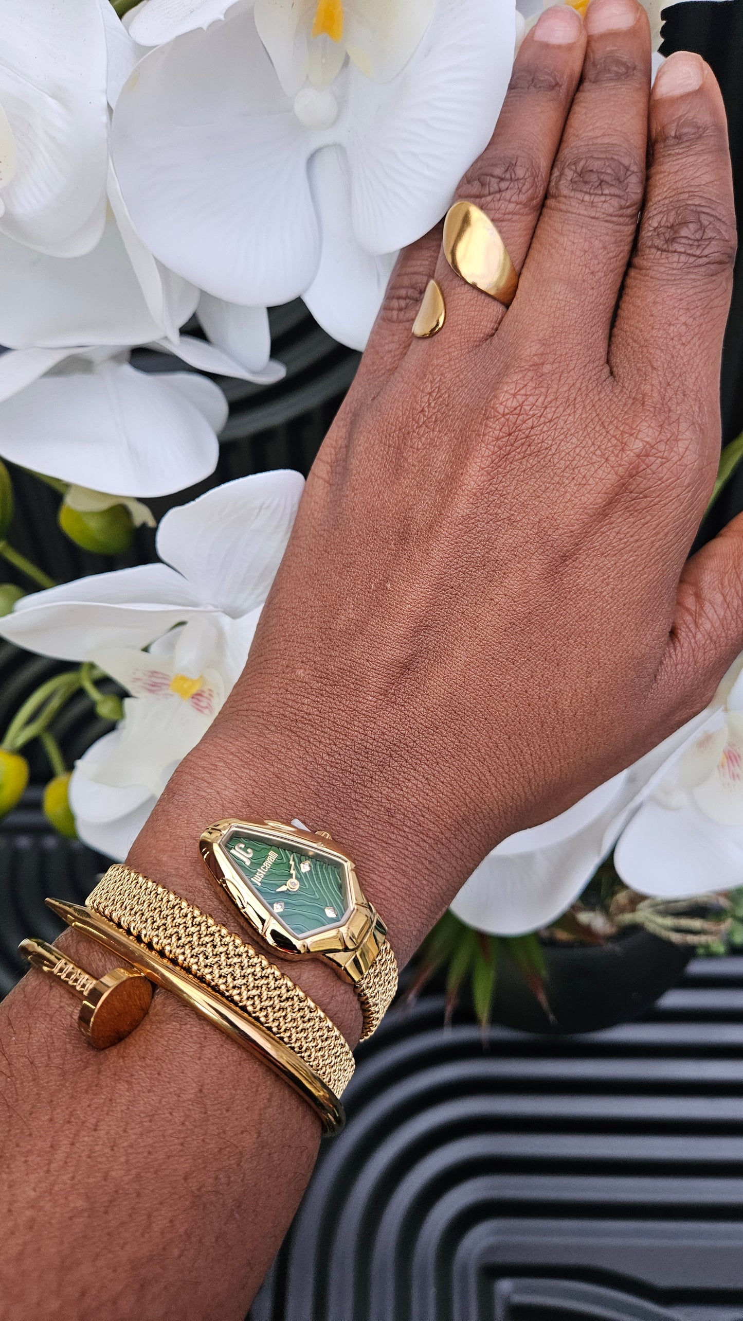 Just Cavalli Gold Tone Wrap Watch- Authentic Retail Product