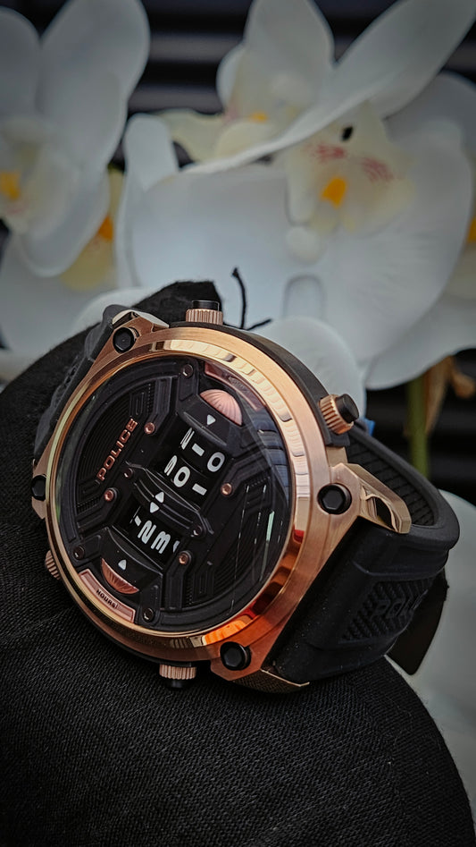 Black & Rose Gold Tone Rotor Watch