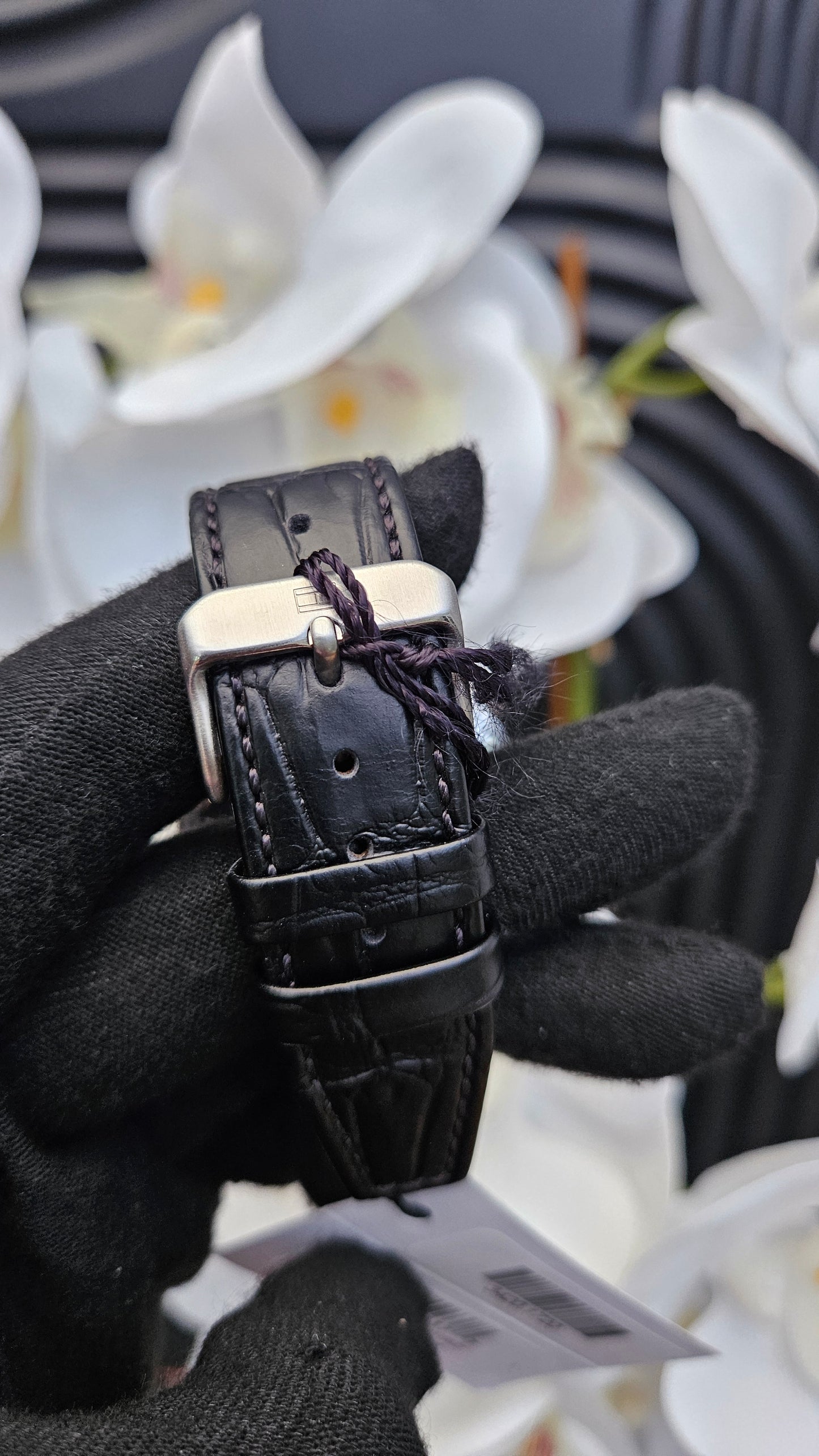 T.H Black Leather Watch for Men