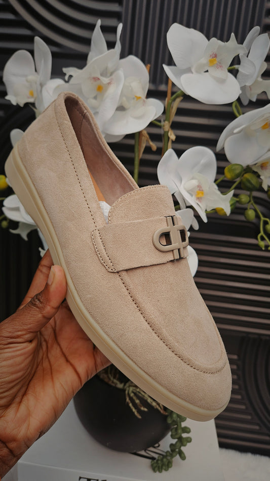 Taupe Suede Loafers
