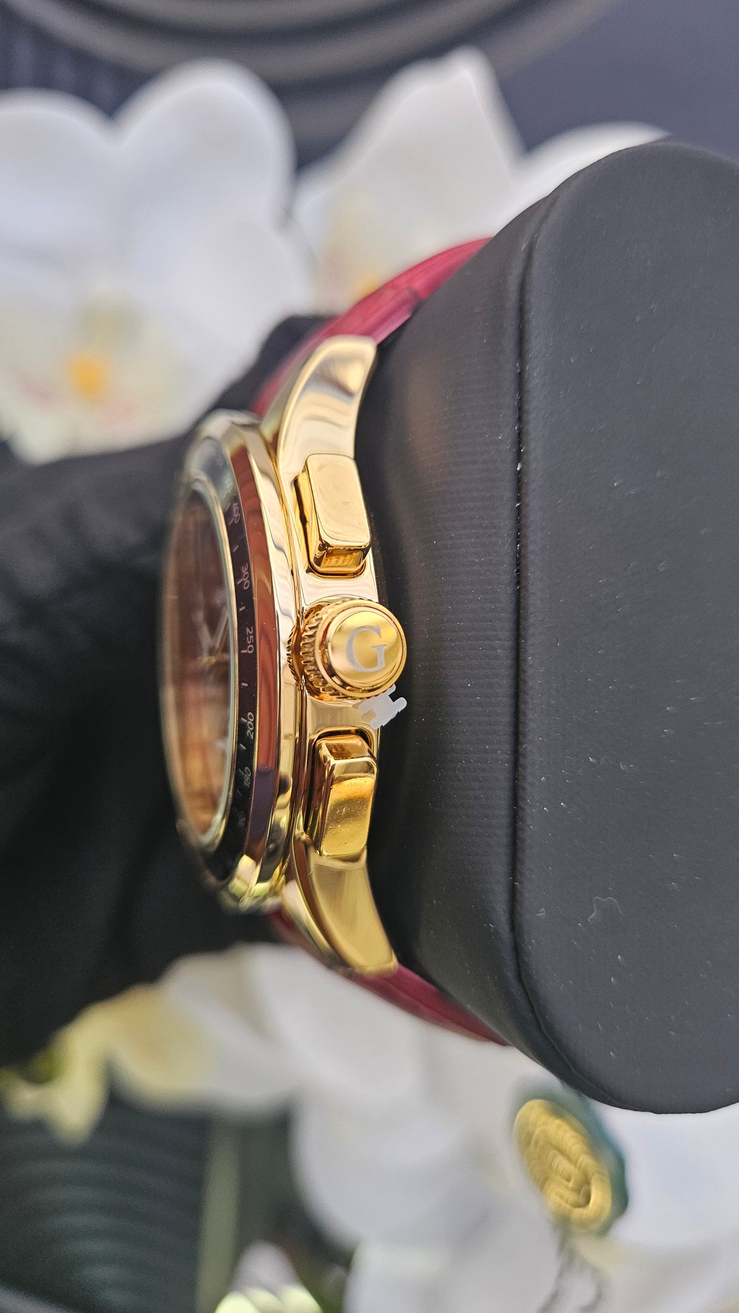 Red Leather Chronograph Watch