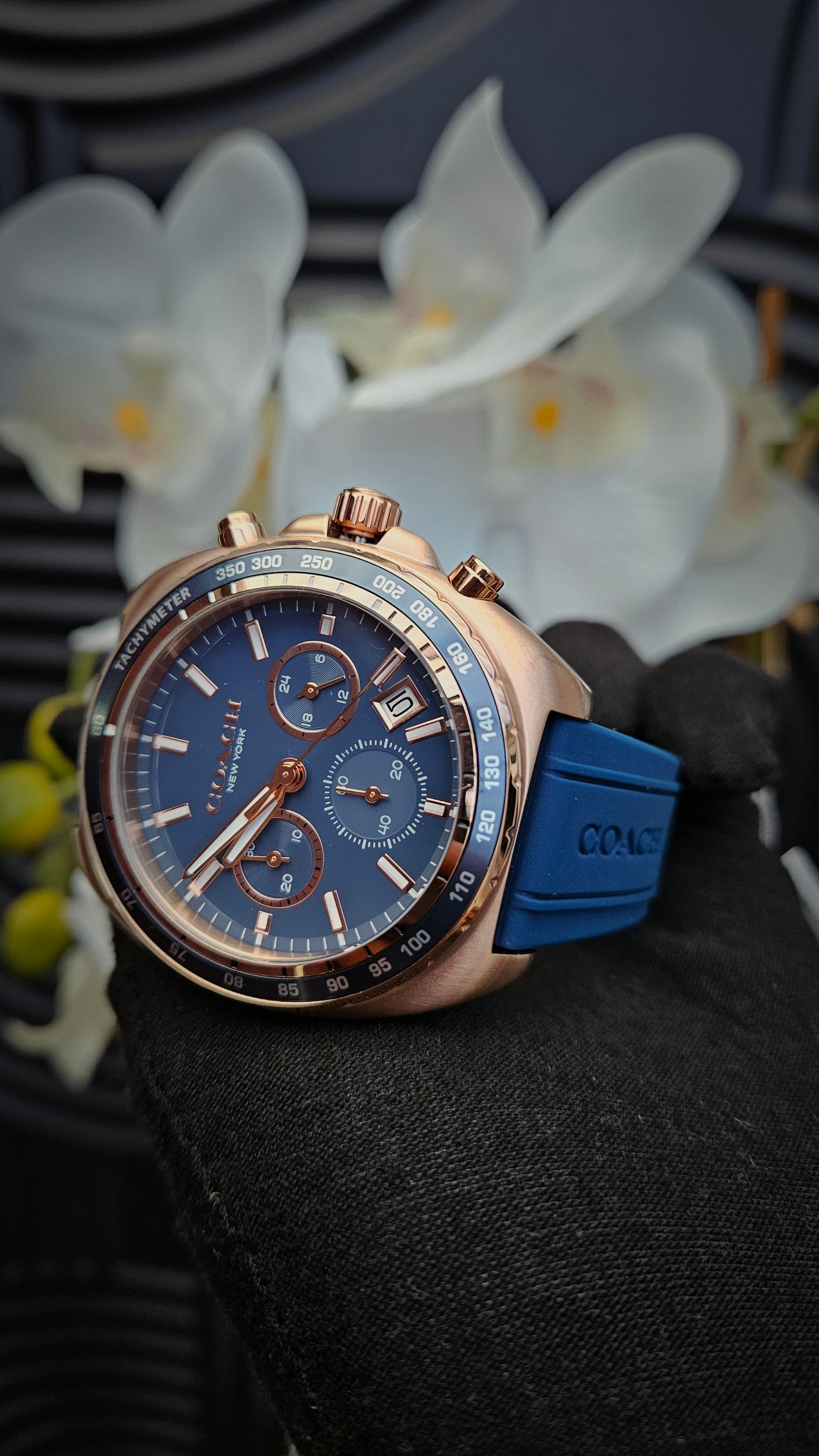 Blue Silicone 44mm Watch