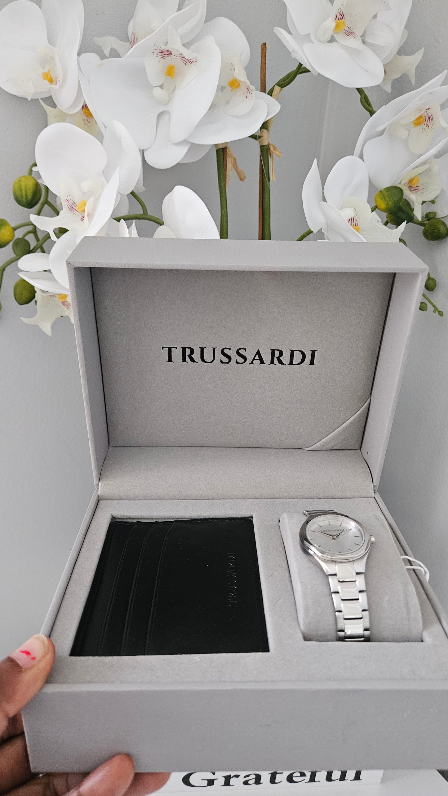 TRUSSARDI Watch and Card Holder Set