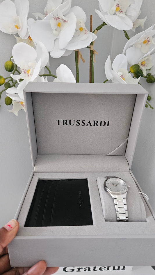 TRUSSARDI Watch and Card Holder Set
