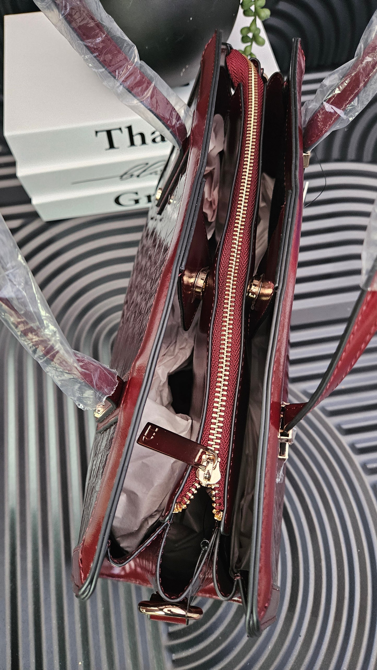 Dune Burgundy Croc Effect Shoulder Bag