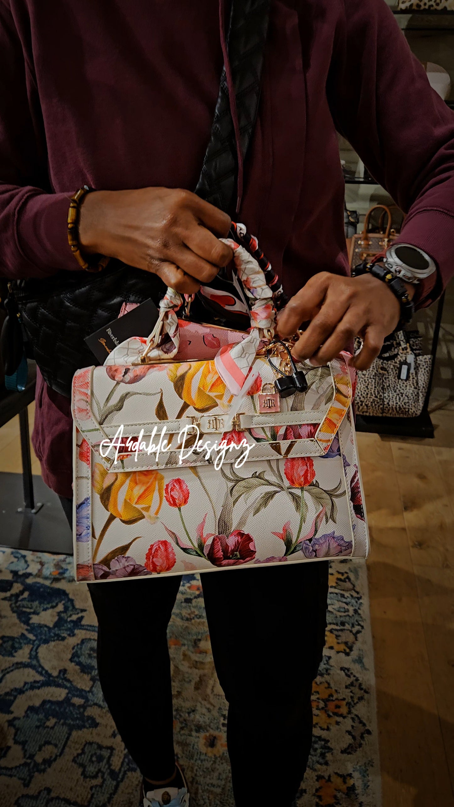 Floral Charm Tote Bag