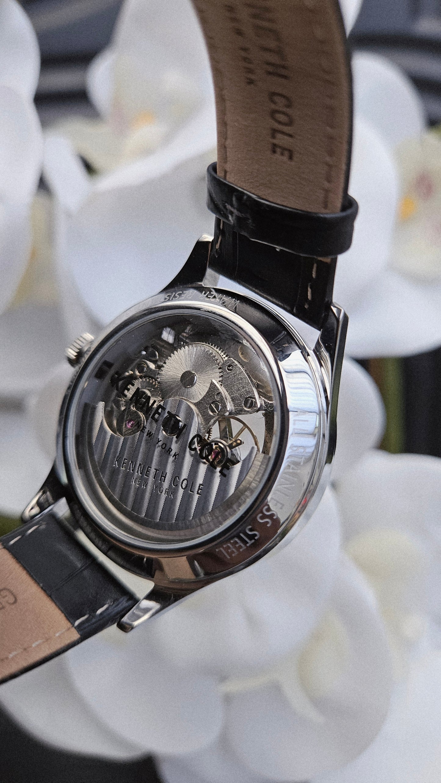K.C Black Leather Automatic Watch