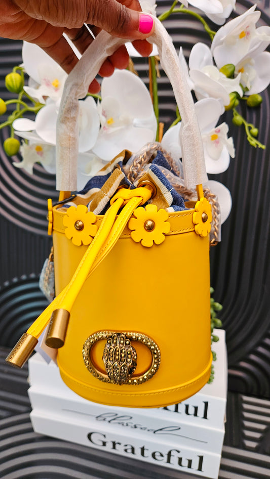 Kurt Geiger KG Mustard Leather Round Shaped Bag - Authentic Retail Product