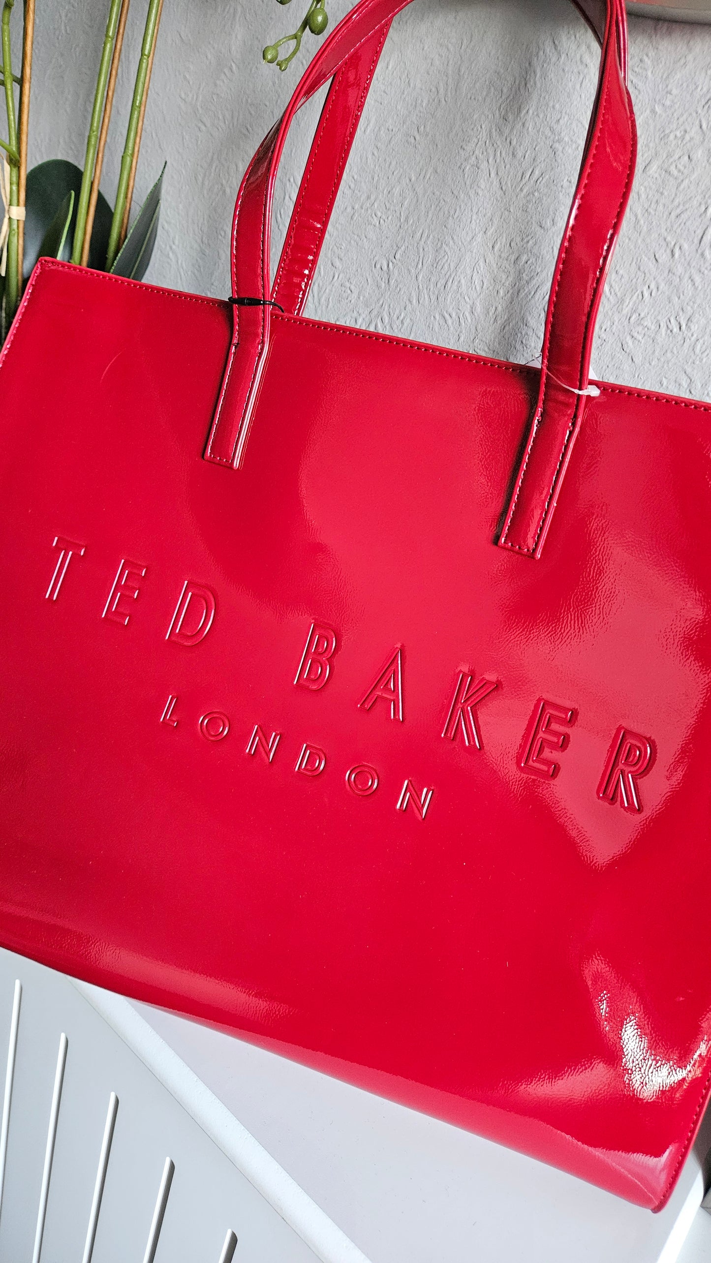 Ted Baker XL Patent Bag in Red