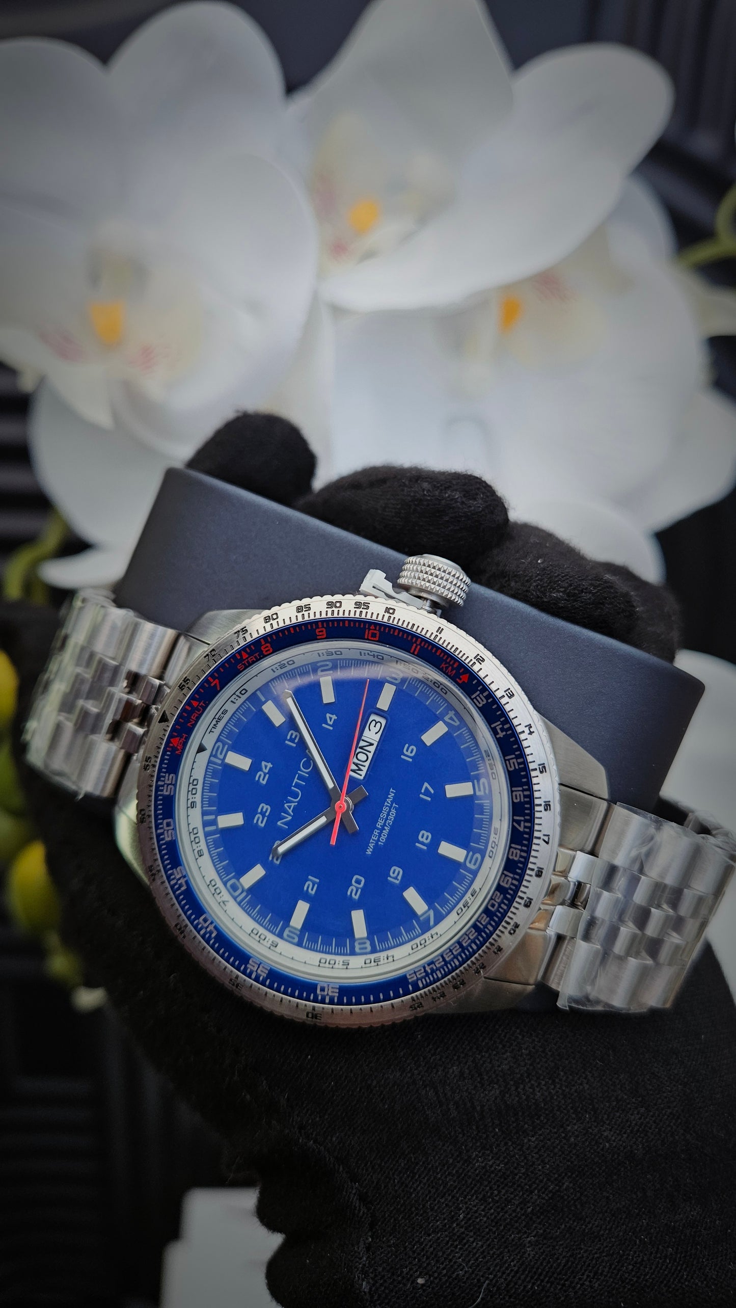 Nautica Quartz Stainless Steel Strap watch with blue dial