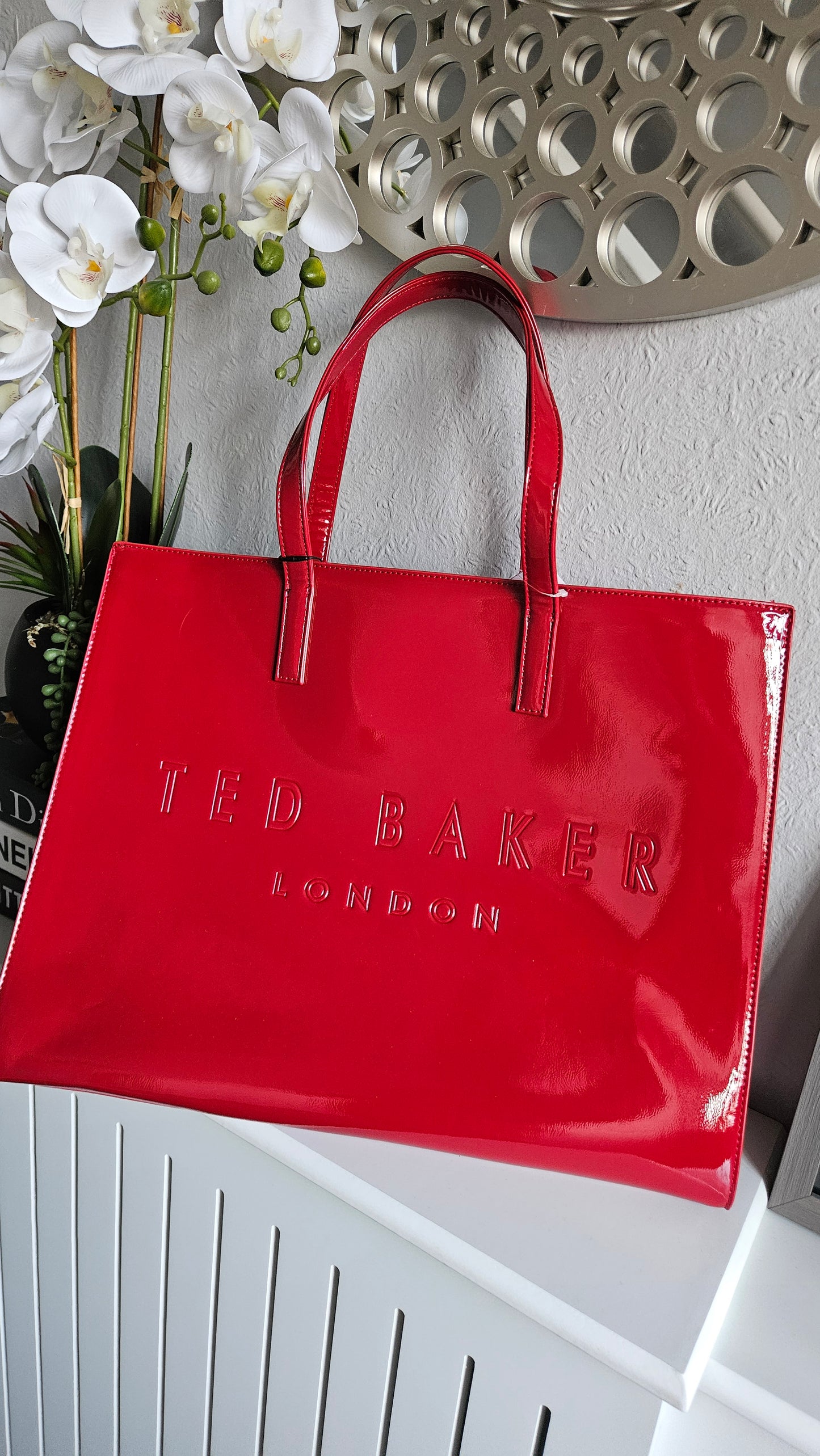 Ted Baker XL Patent Bag in Red