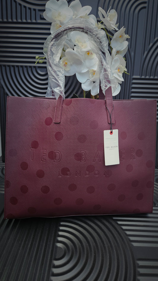 Ted Baker XL Shopper Bag in Polka Dot Burgundy