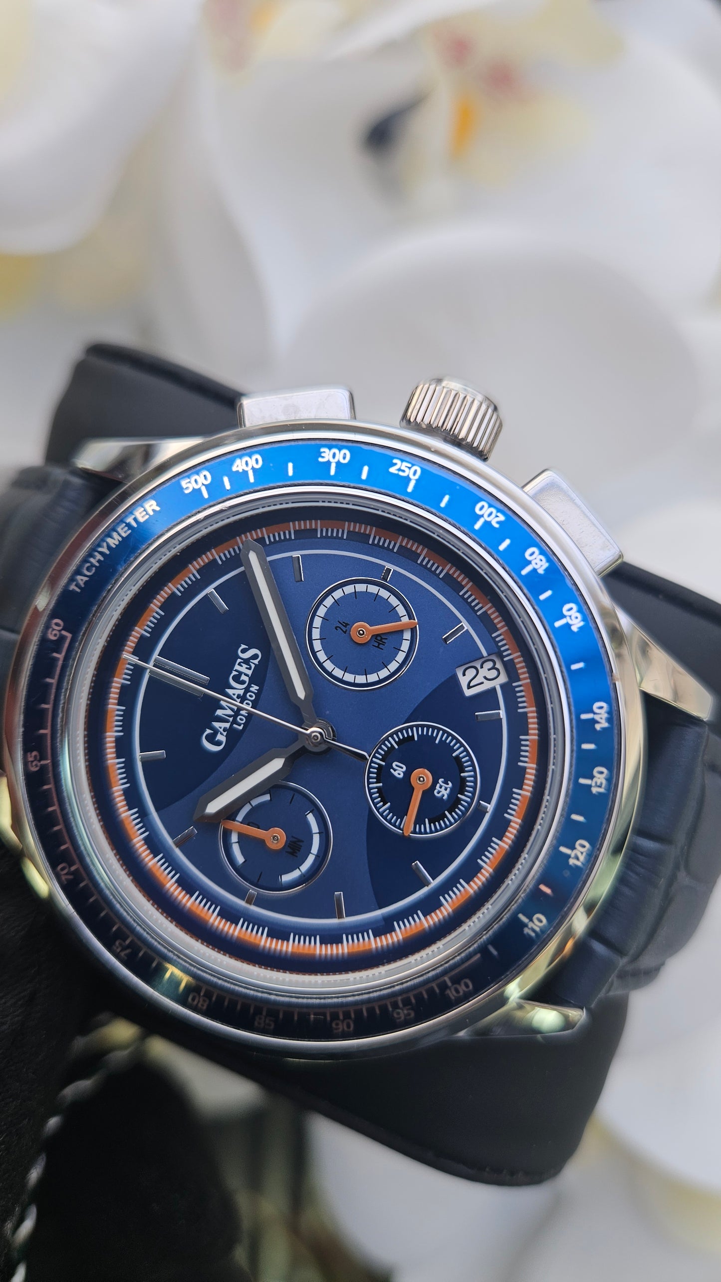 Blue Leather Chronograph Watch