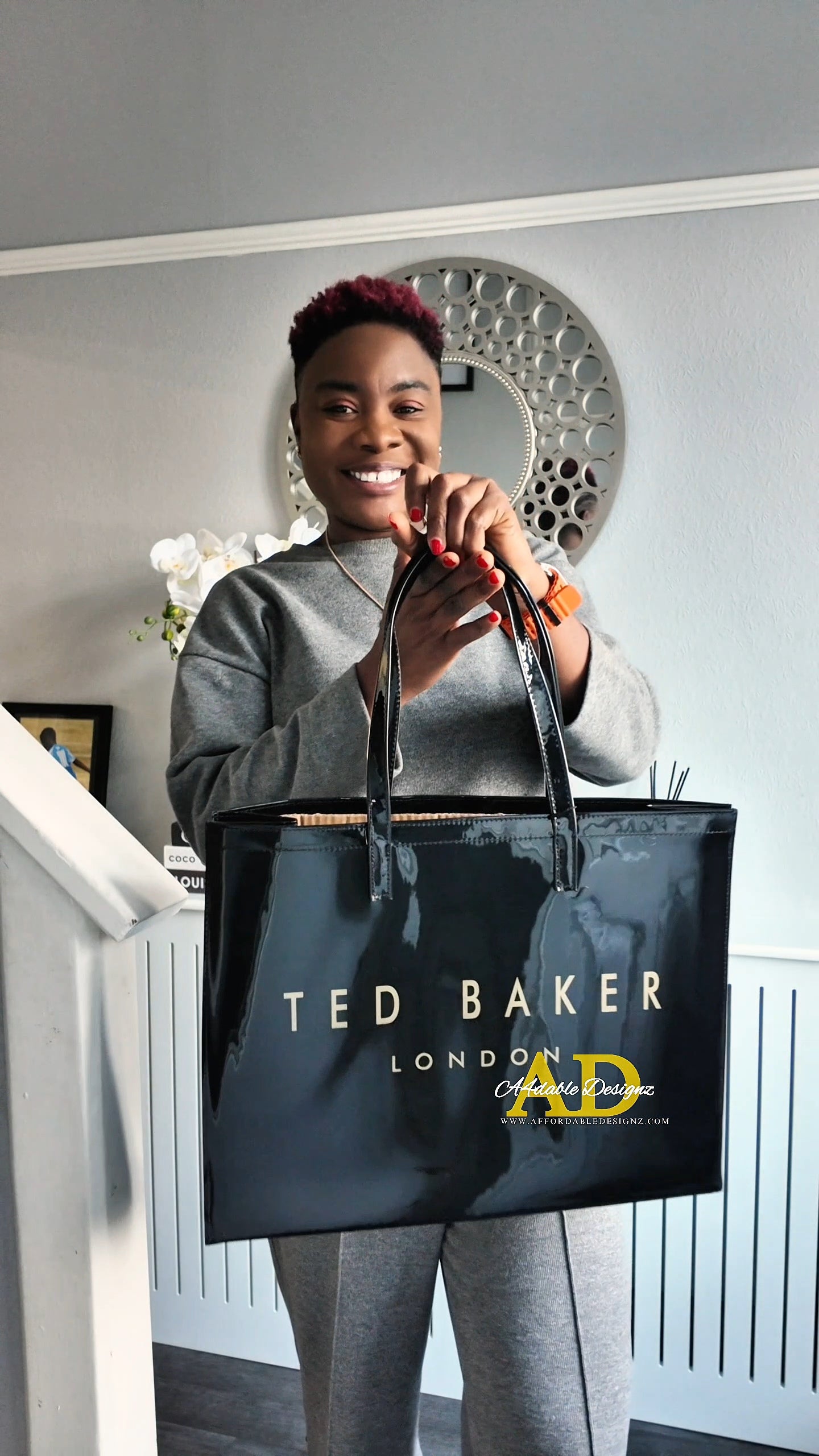 Ted Baker XL Patent Bag in Black