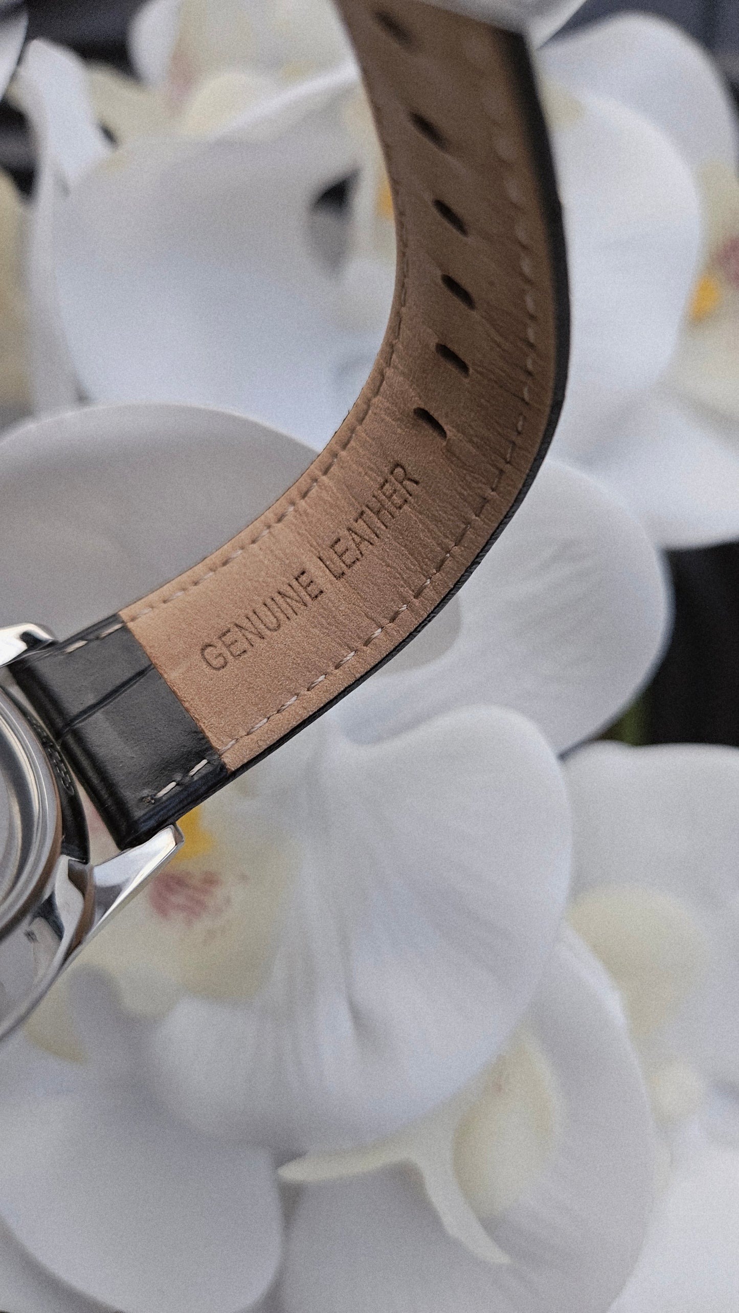 K.C Black Leather Automatic Watch