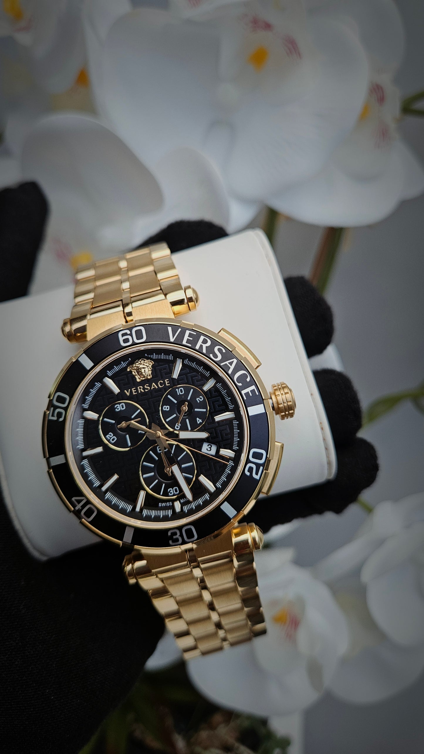 Versace Chronograph Gold and Black Watch