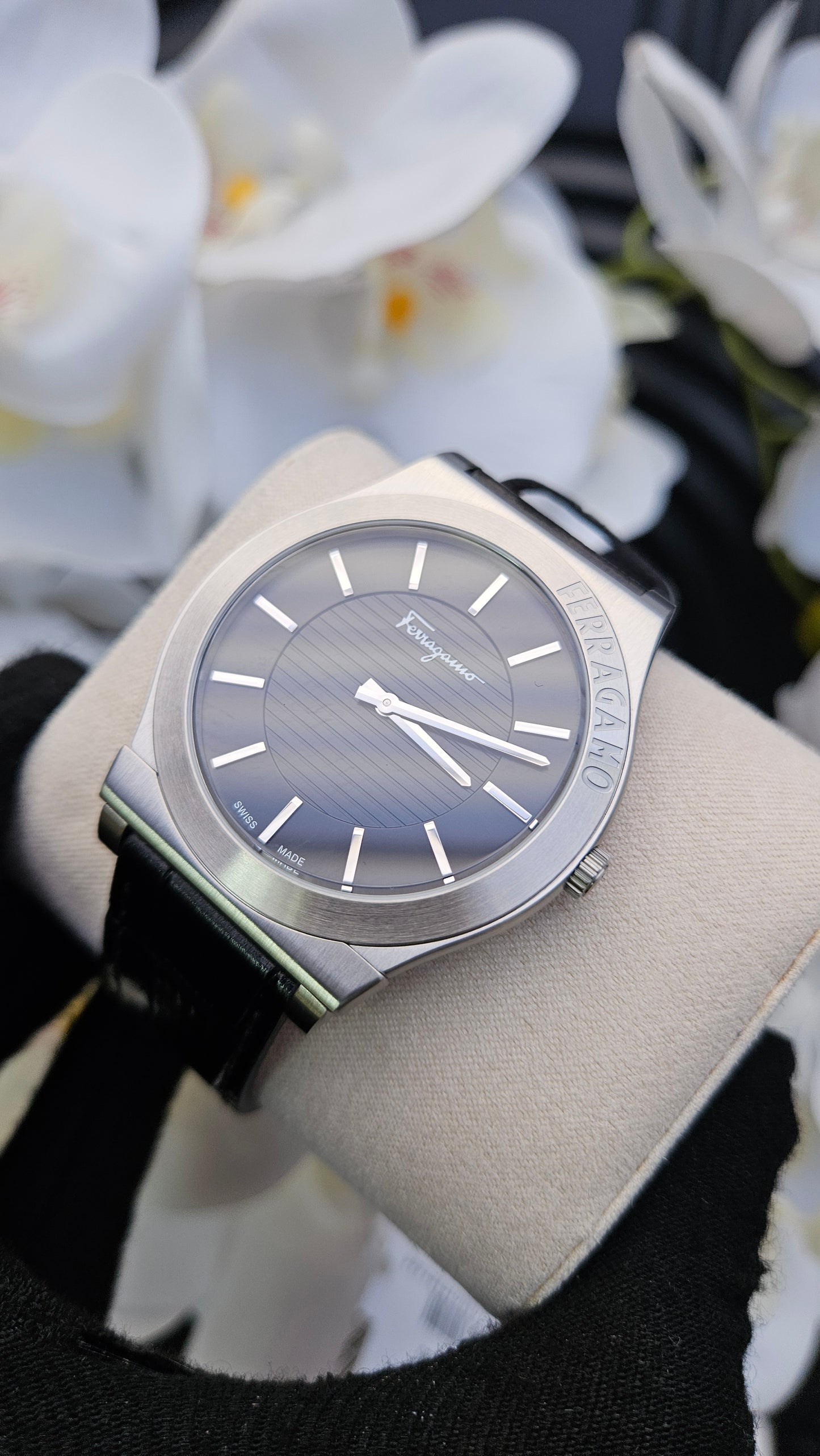 Black Leather Gents Watch - Authentic Retail Product