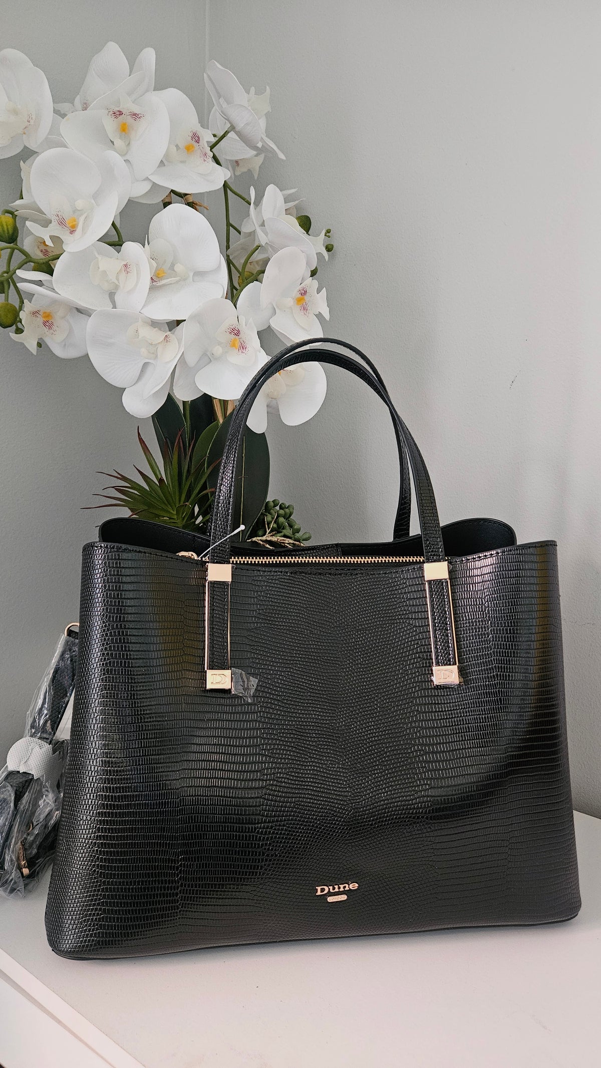 DUNE Black Shoulder Bag with Long Strap