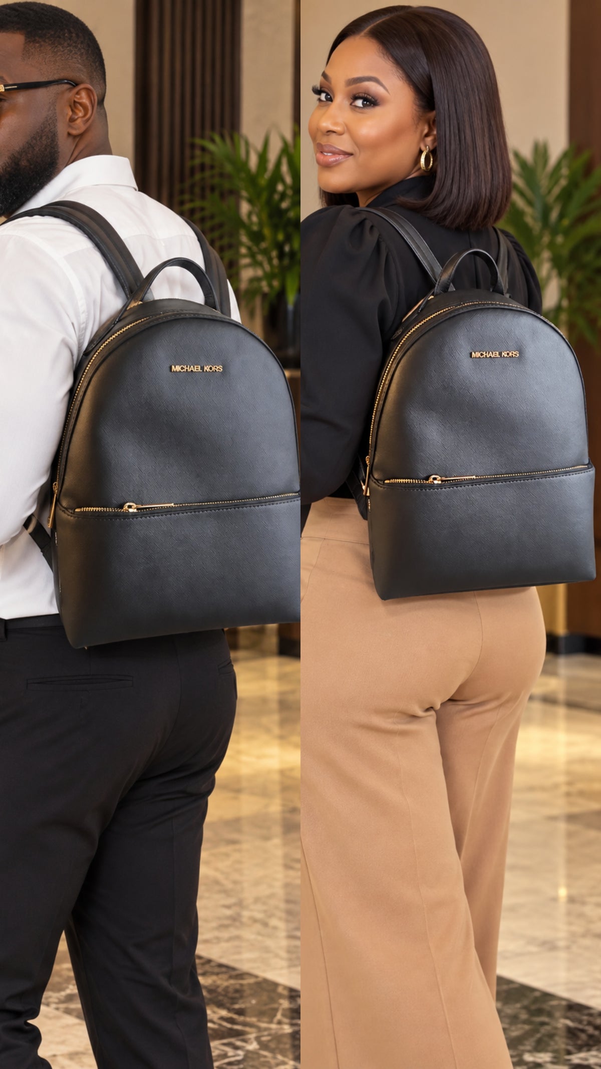MK Black Logo Detail Backpack