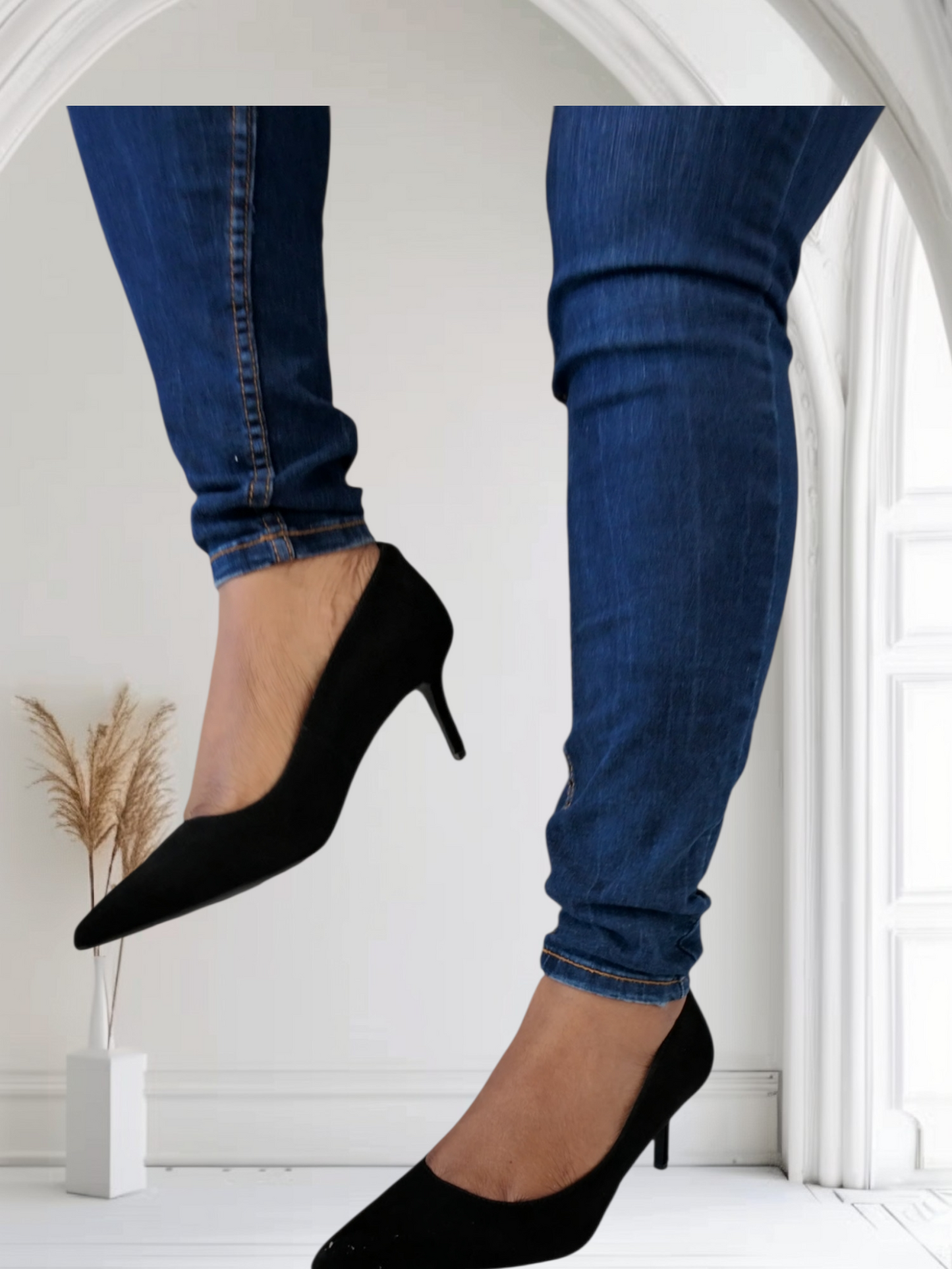 KG Black Mid Heel Court Shoes