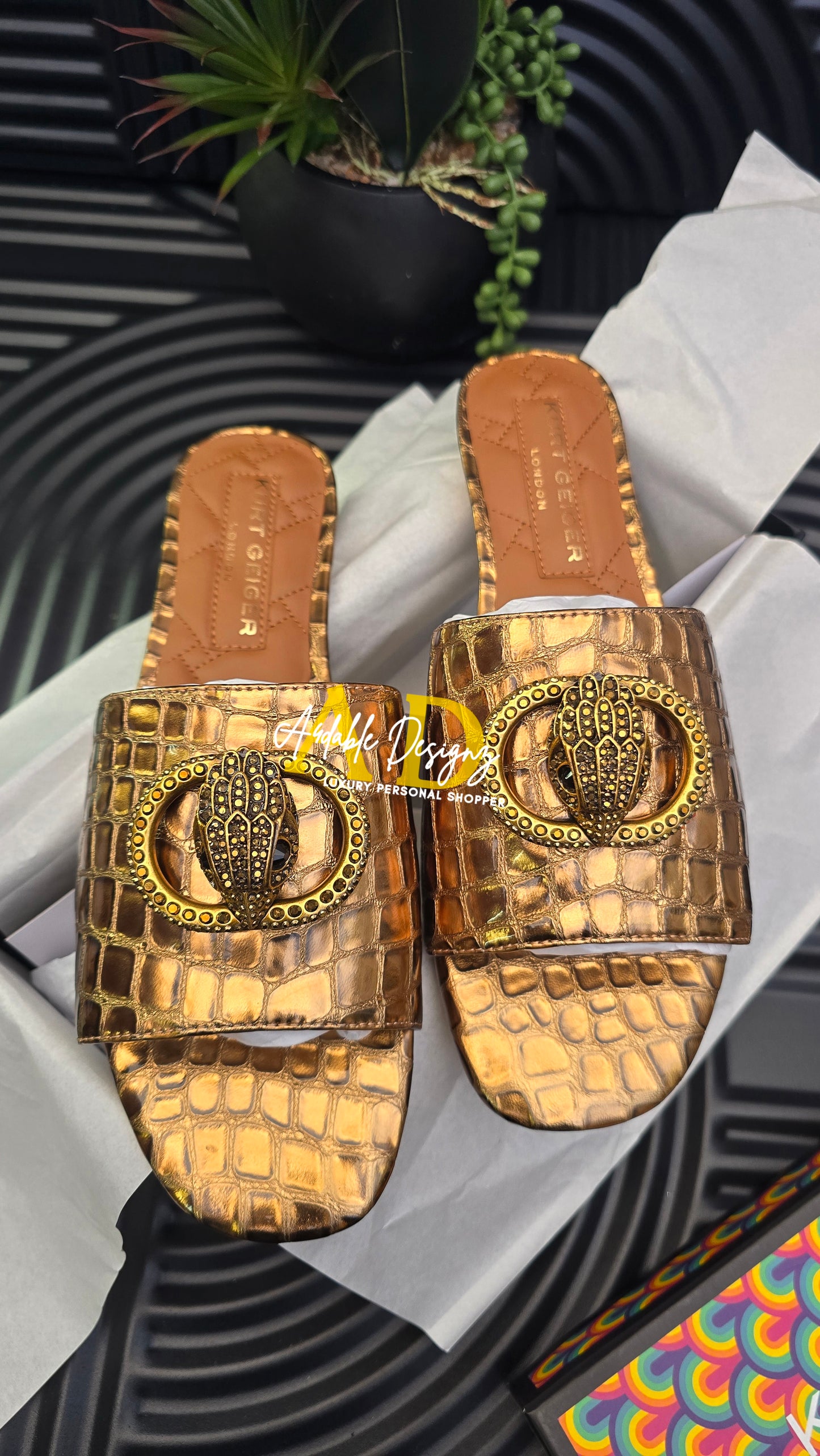 Kurt Geiger KG Gold Flat Sandal