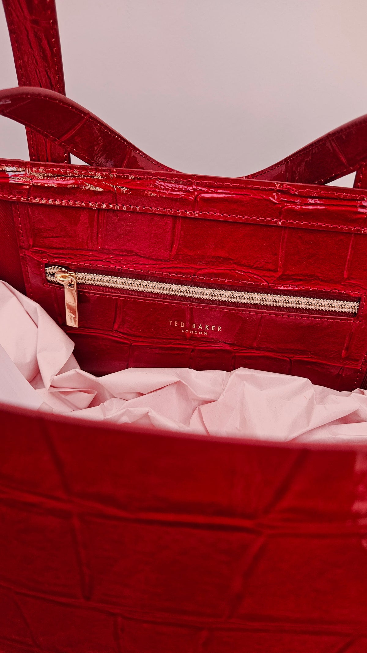 Ted Baker Dark Red Croc Effect XL Icon Bag