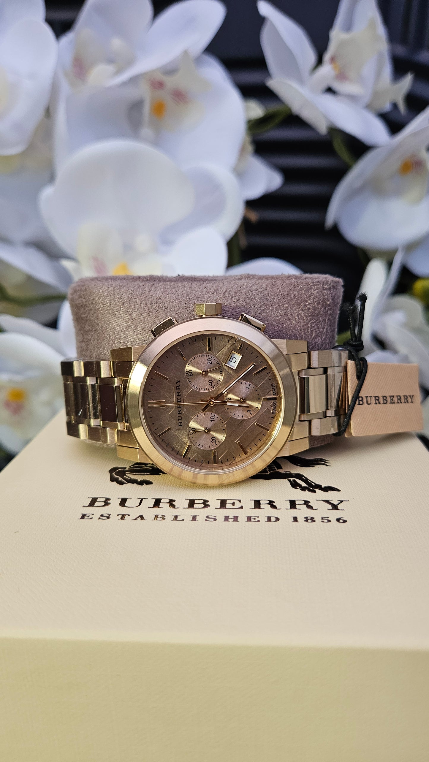 Burberry UNISEX Gold Tone Chronograph 38mm Watch