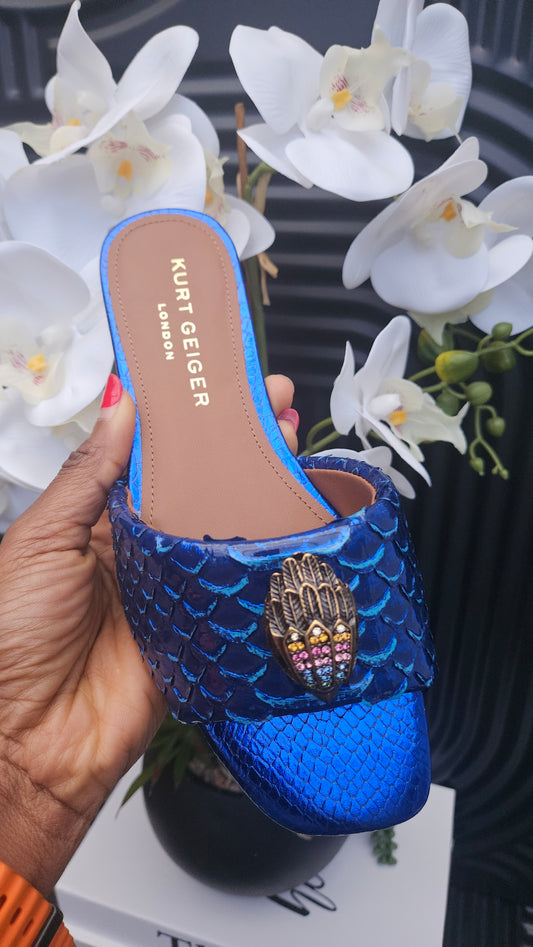 Kurt Geiger Snake Print Blue Sandal