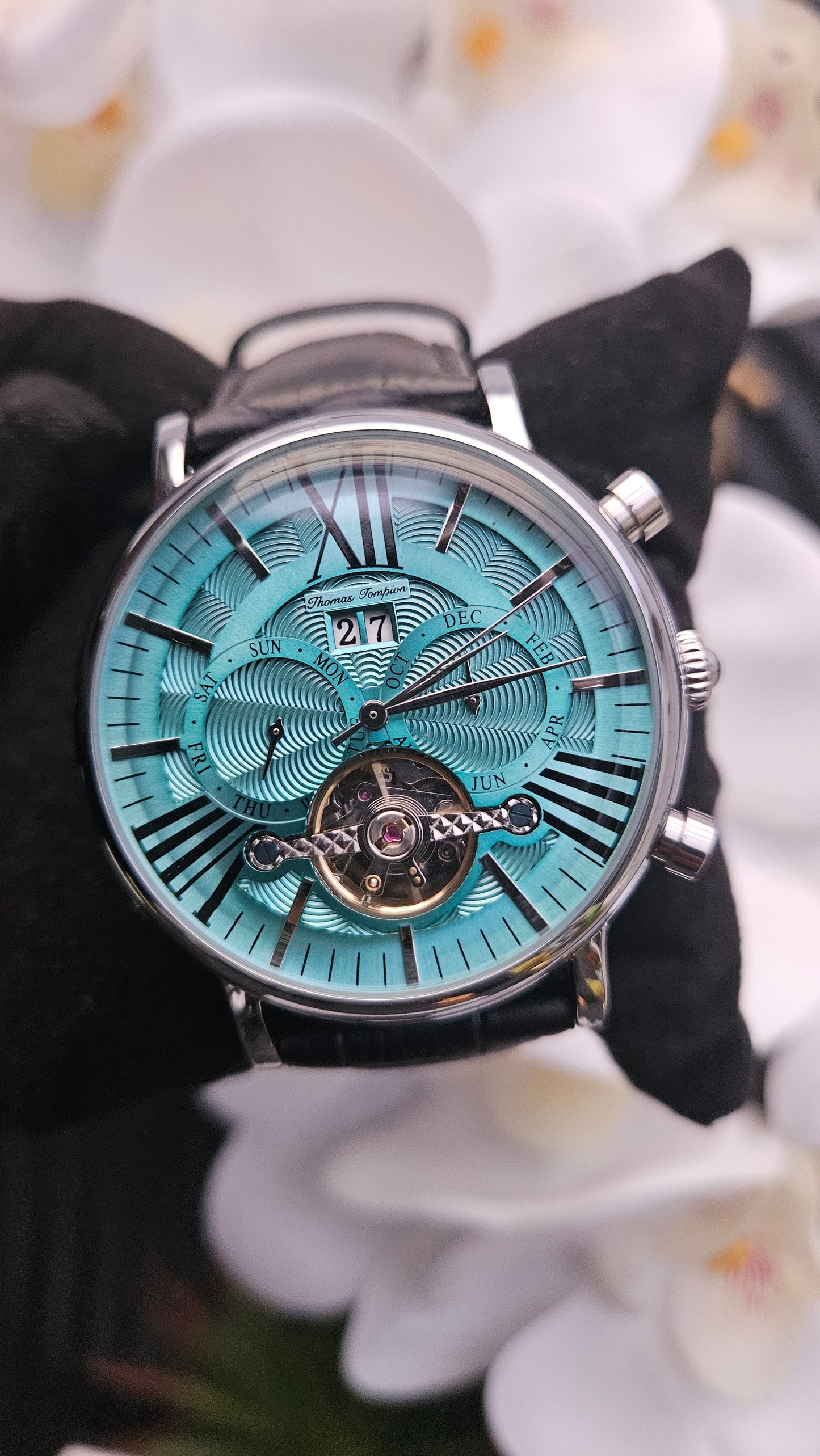 Thomas Tompion Black Leather Automatic Watch - Authentic Retail Product