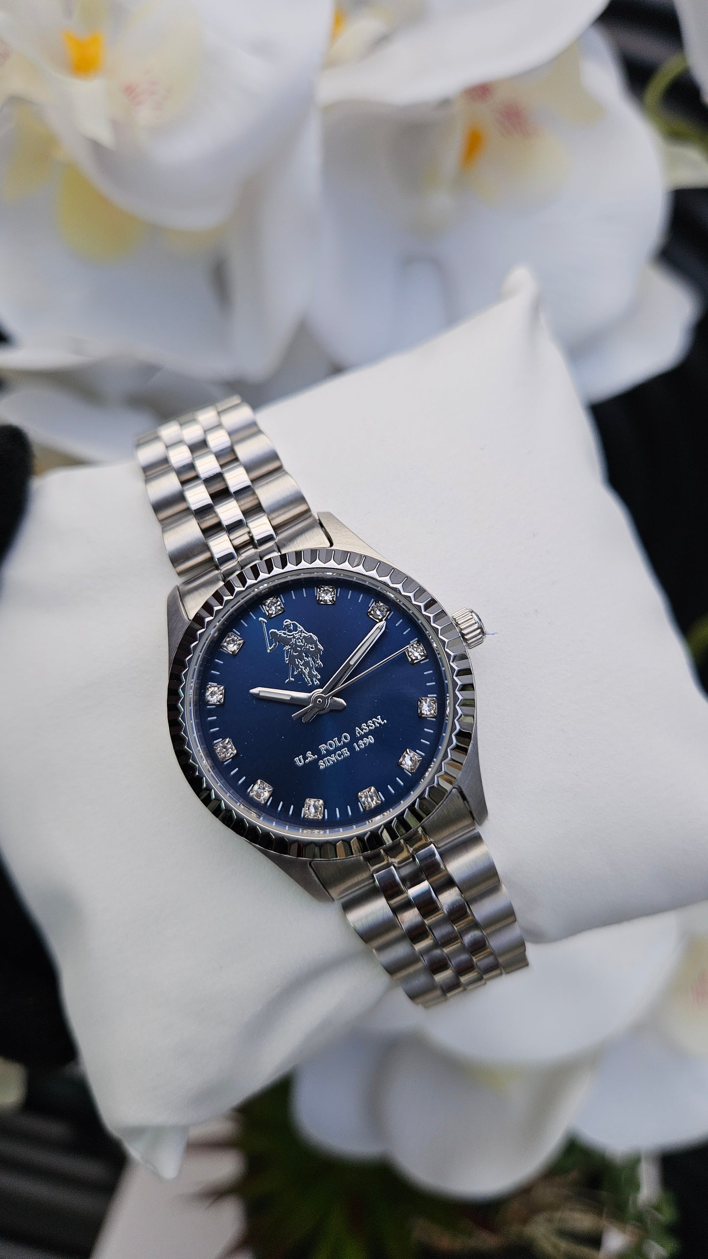 US Polo Assn Stainless Steel Blue Face Water Resistant Watch - Authentic Retail Product