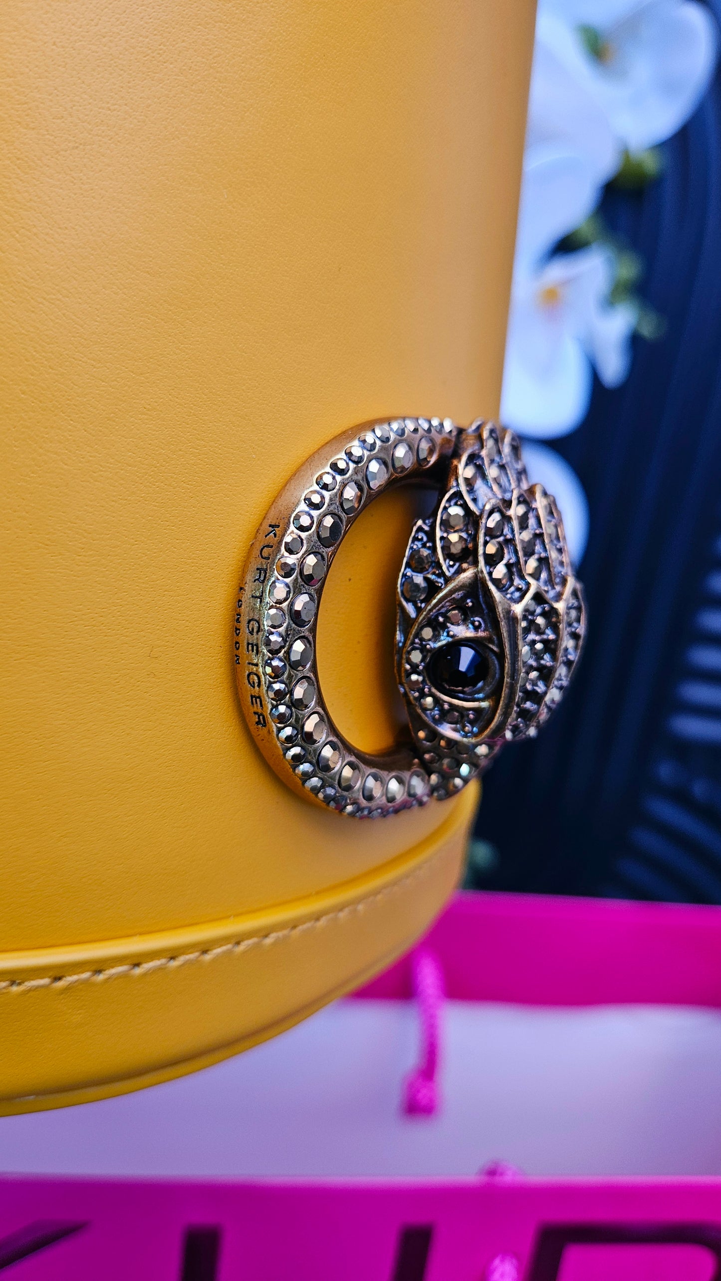 Kurt Geiger KG Mustard Leather Round Shaped Bag - Authentic Retail Product