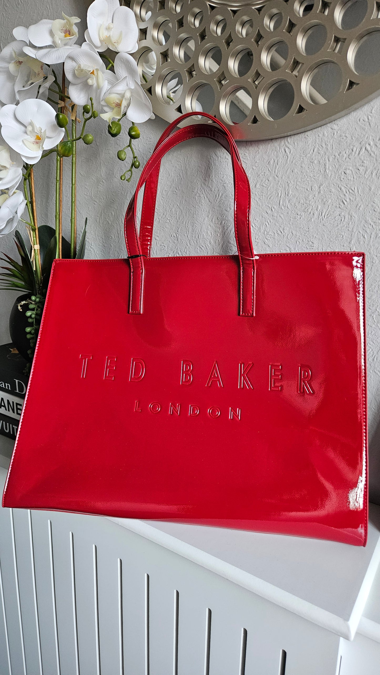Ted Baker XL Patent Bag in Red