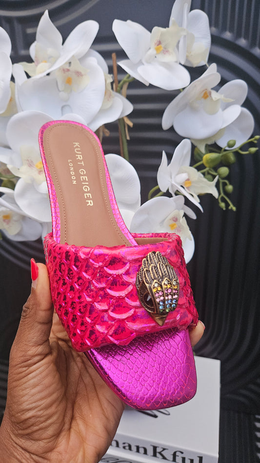 Kurt Geiger Snake Print Fuschia Sandal