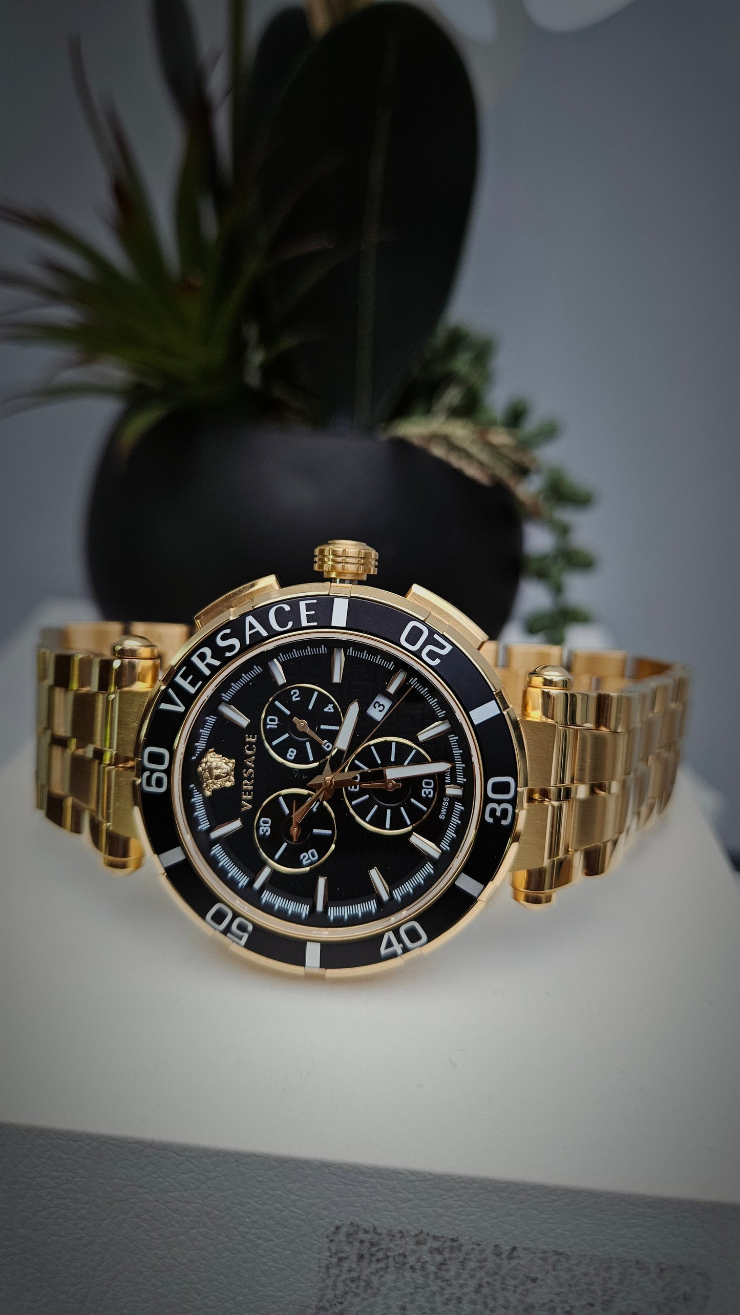 Versace Chronograph Gold and Black Watch