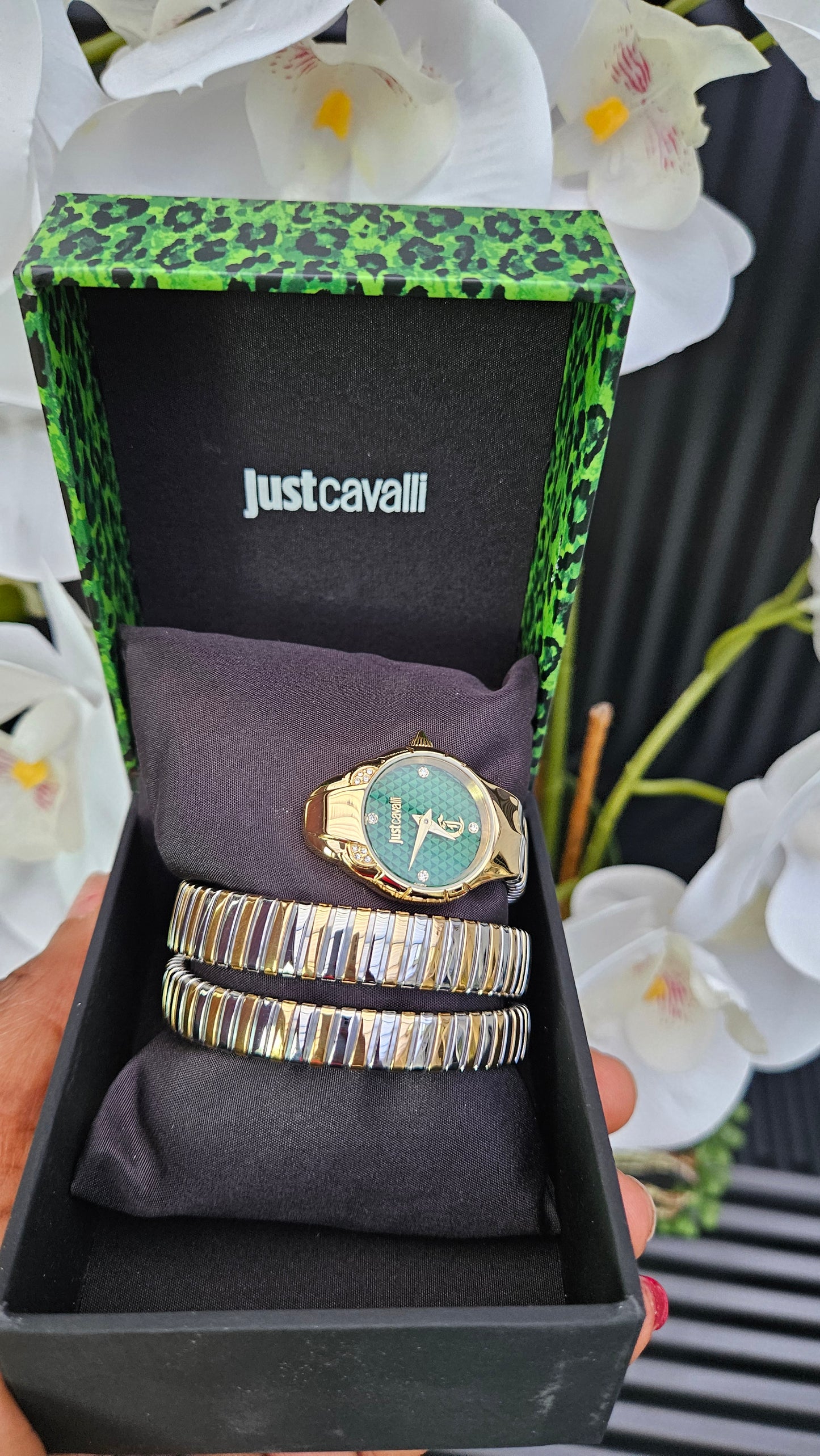 JC Stainless Steel Two Tone Snake Wrap Watch