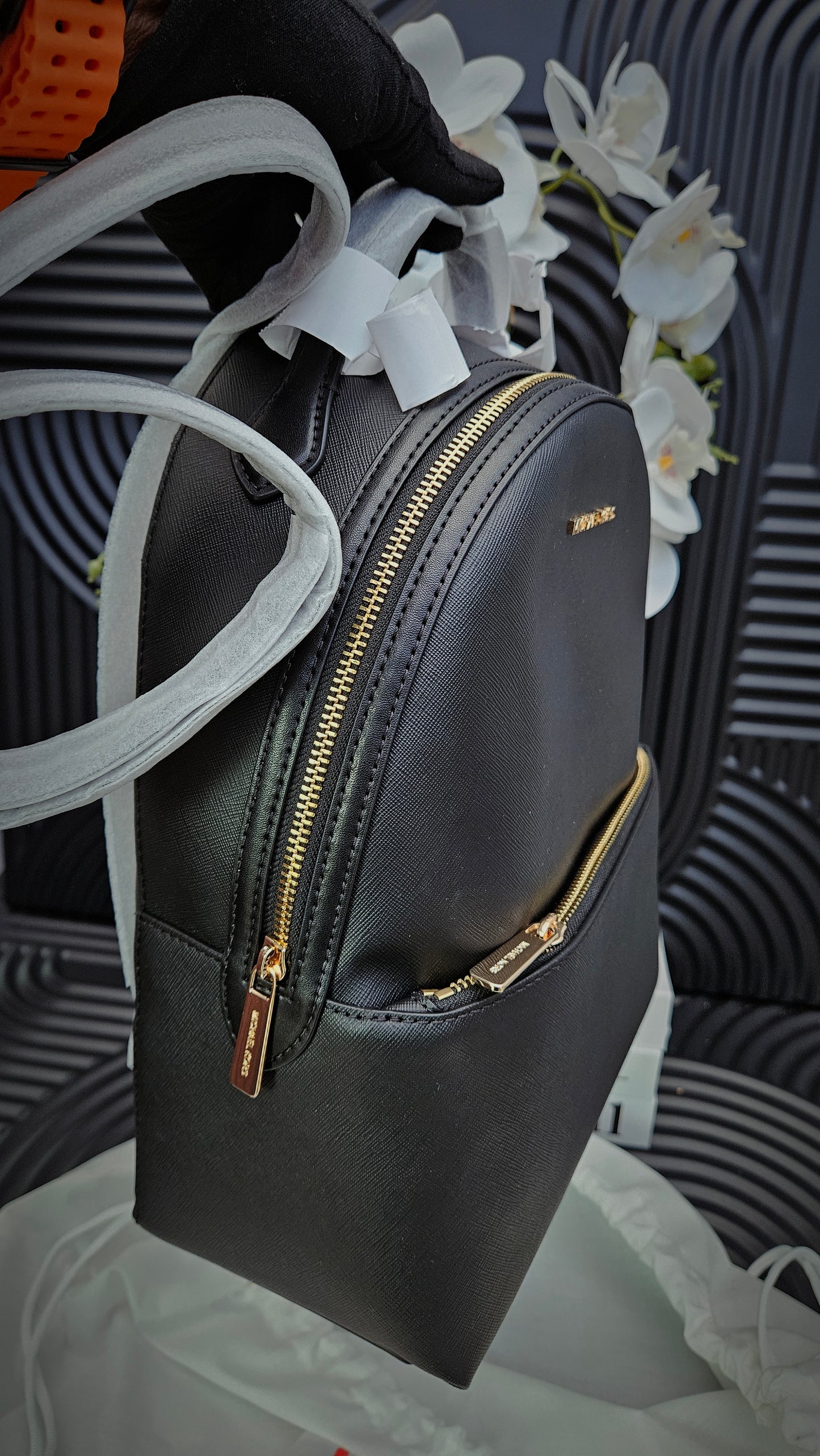 MK Black Logo Detail Backpack - Authentic Retail Product